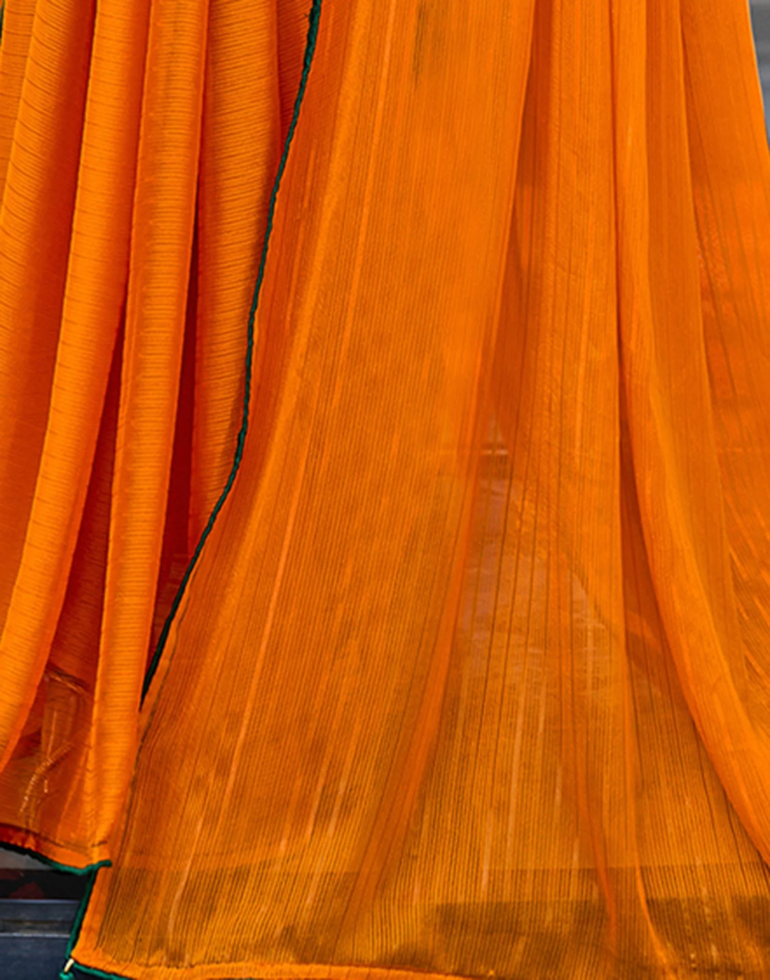 Orange Georgette Zari Stripe Saree - Image 6