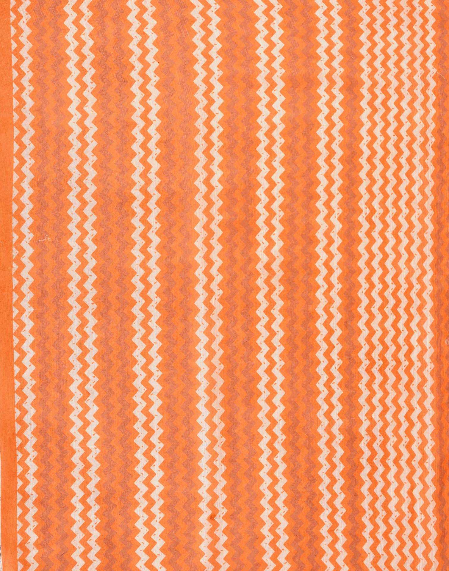 Orange Linen Bandhani Printed Saree - Image 8
