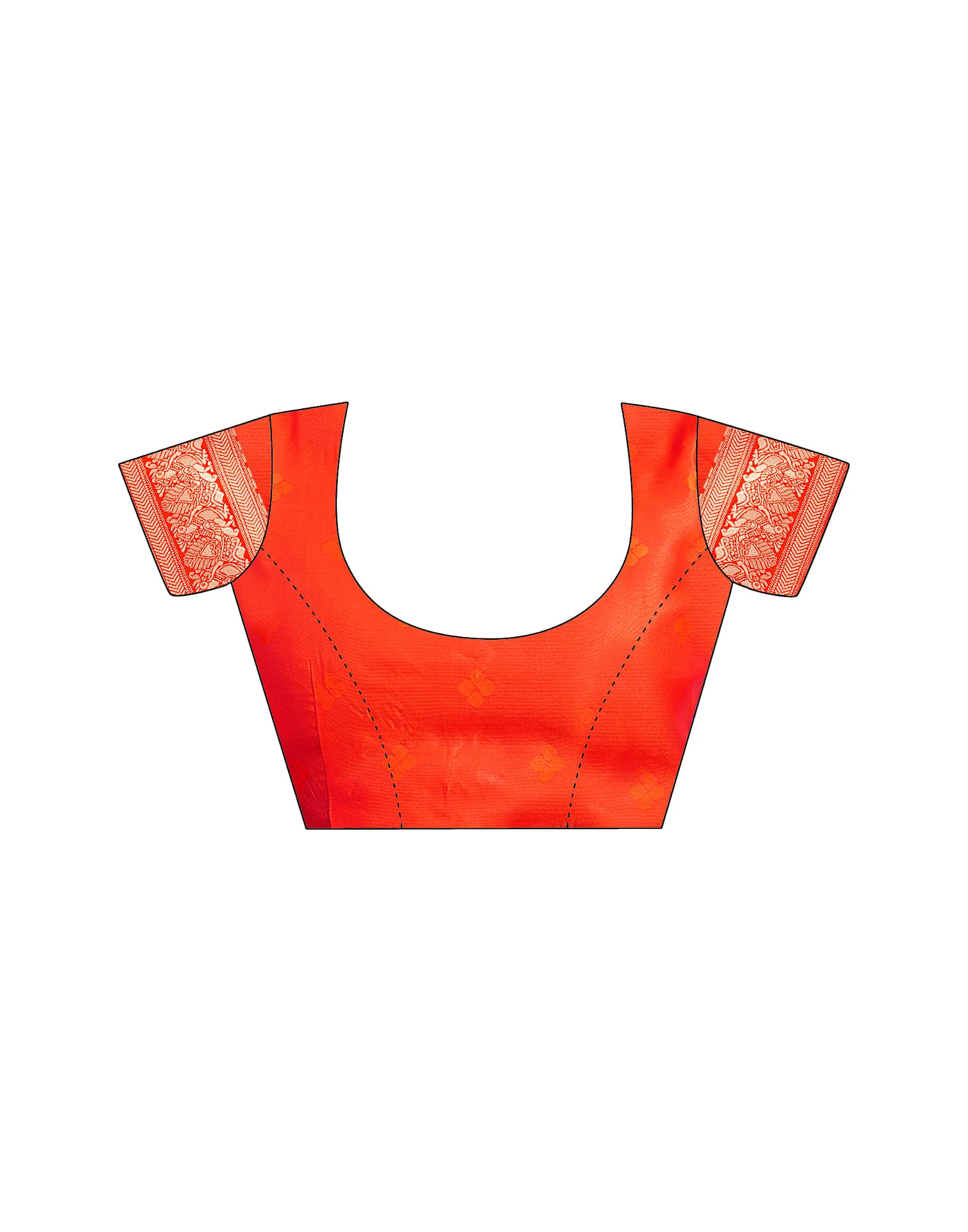 Orange Silk Woven Kanjivaram Saree - Image 9