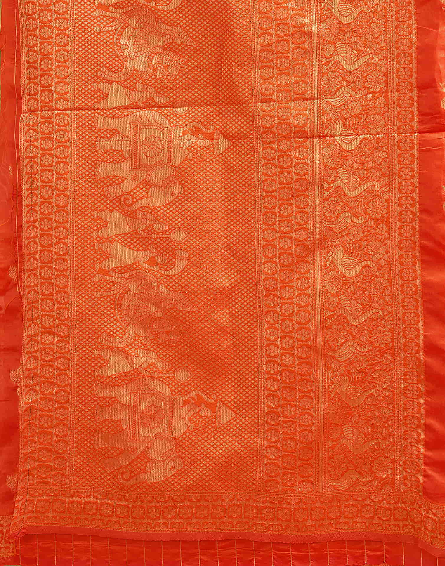 Orange Silk Woven Banarasi Saree - Image 8