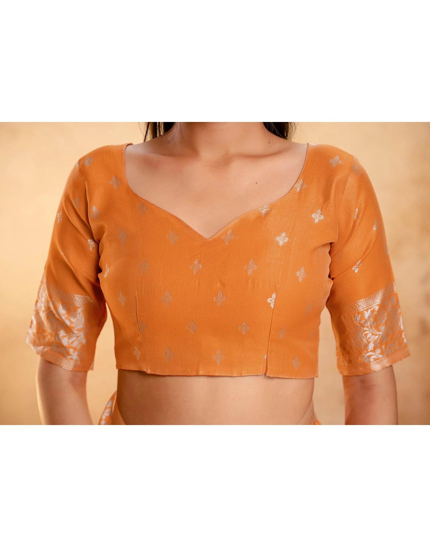 Orange Silk Woven Banarasi Saree - Image 14