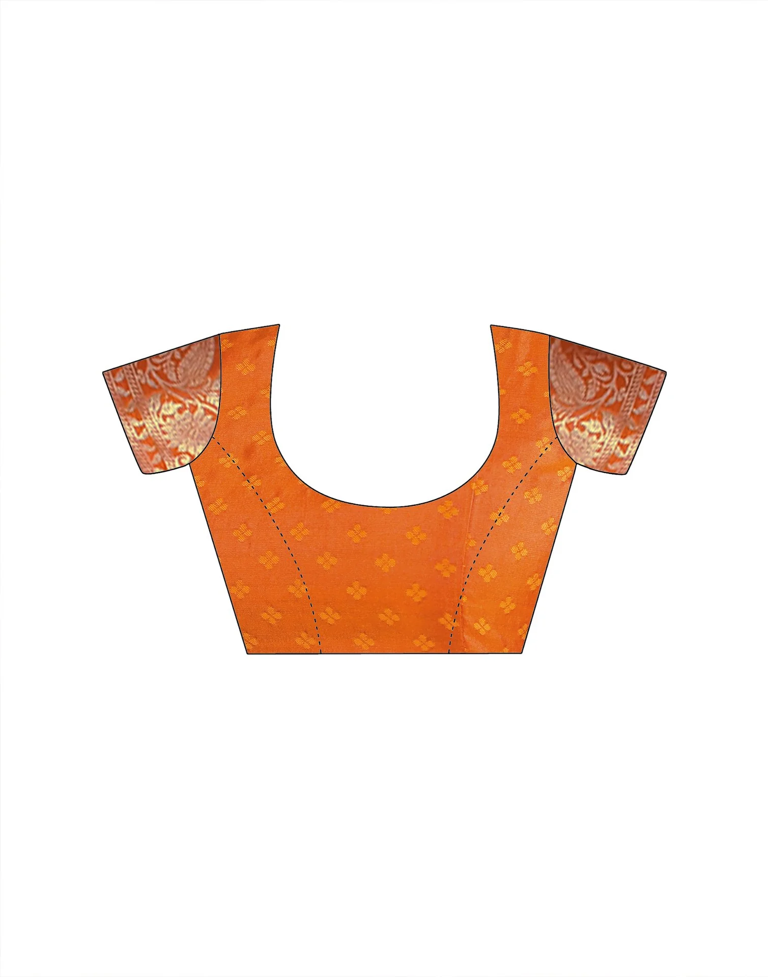 Orange Silk Woven Banarasi Saree - Image 14