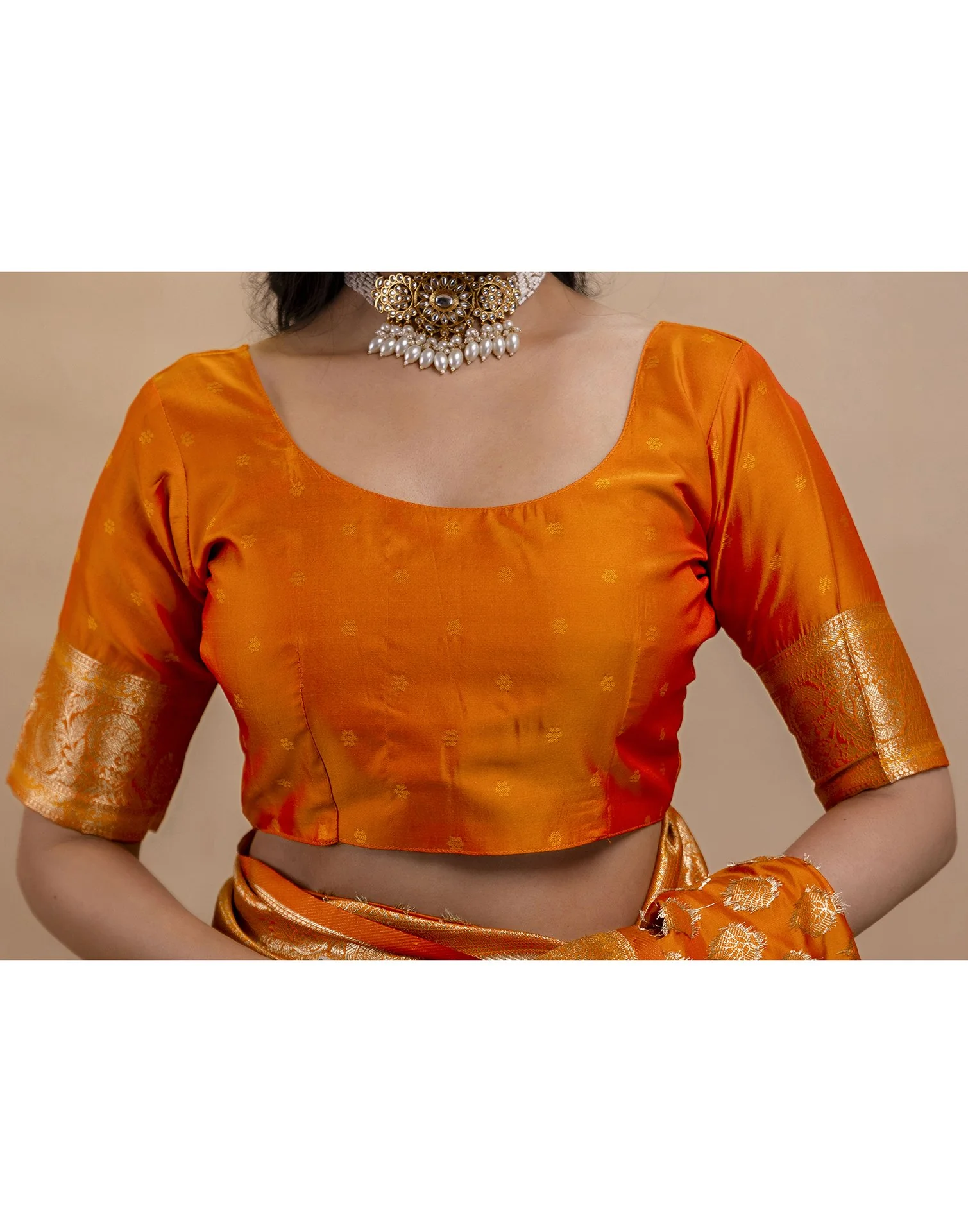 Orange Silk Woven Banarasi Saree - Image 12