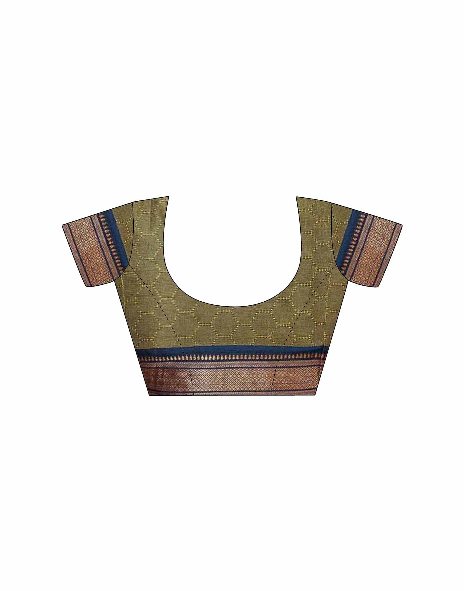 Orange Silk Woven Kanjivaram Saree - Image 10