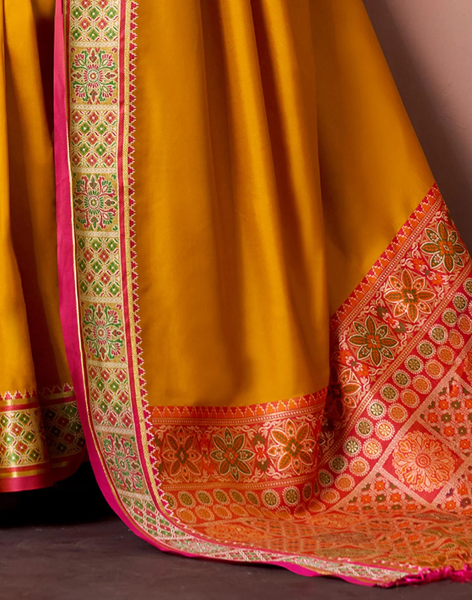 Orange Silk Woven Patola Saree - Image 6