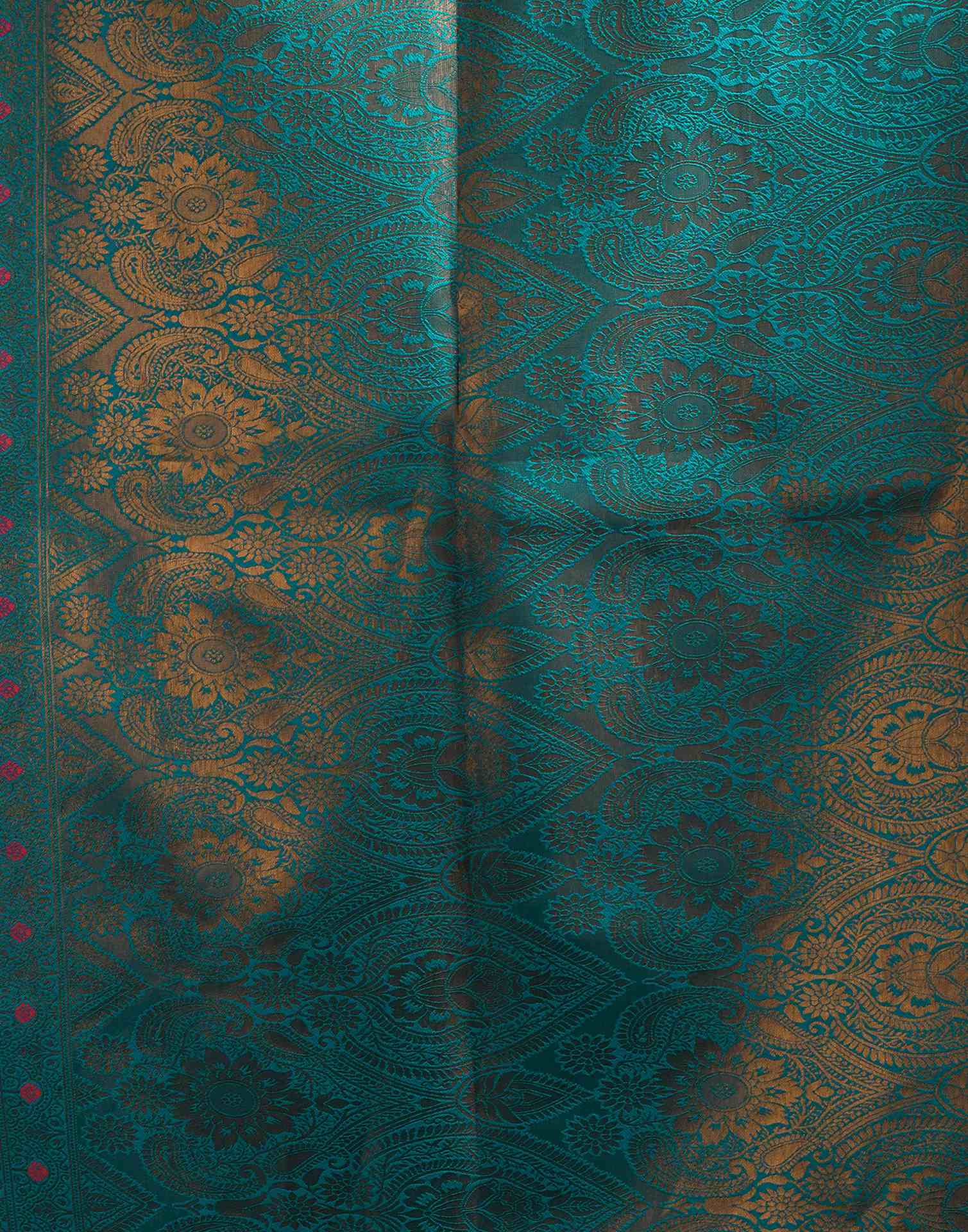 Orange Silk Woven Banarasi Saree - Image 7