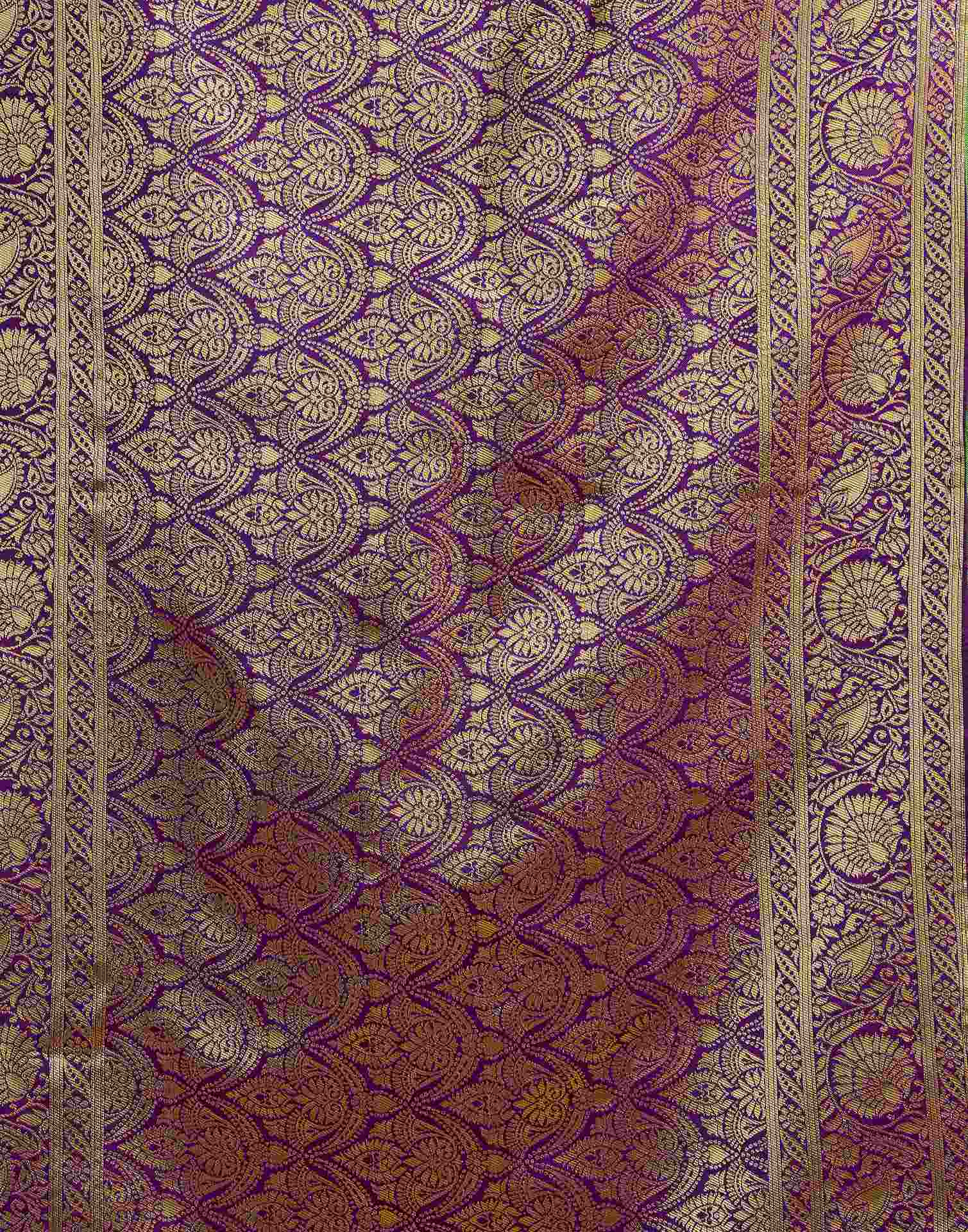 Parrot Green Silk Woven Banarasi Saree - Image 7