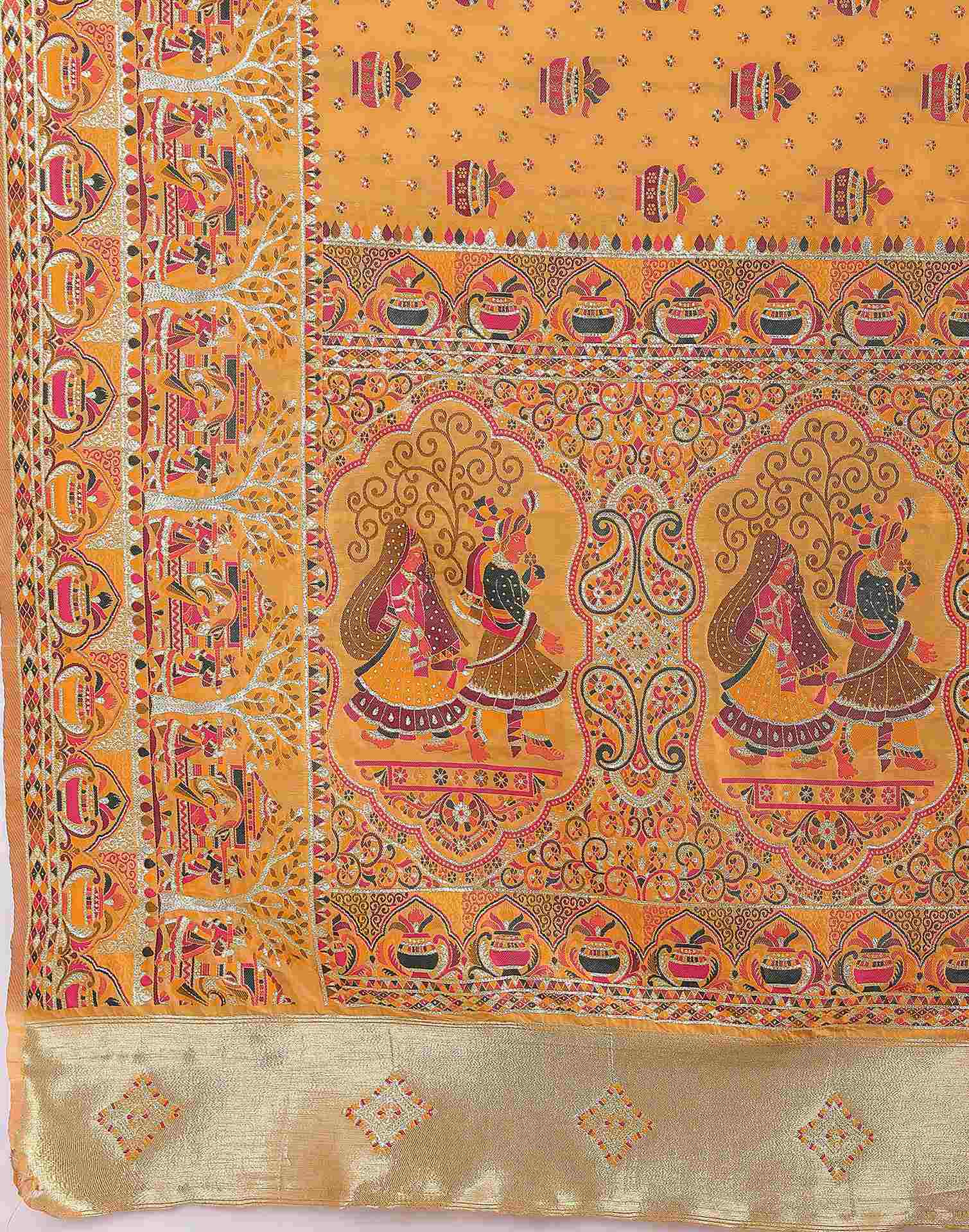 Pastel Orange Silk Woven Saree - Image 10