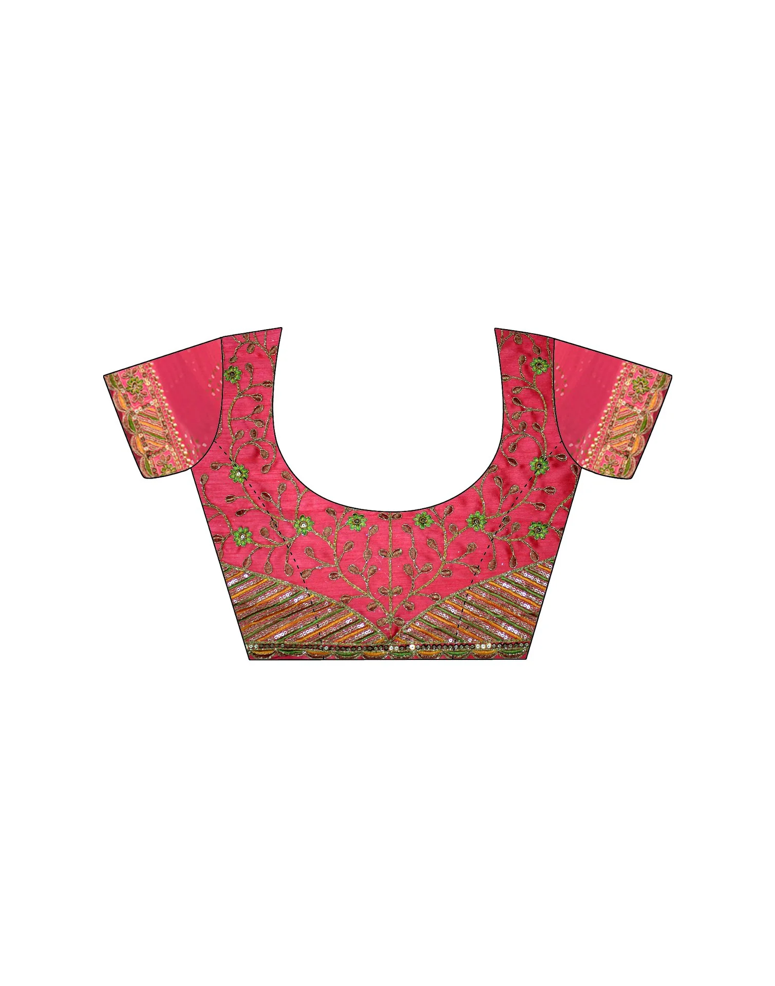 Peach Georgette Printed Bandhani Saree - Image 6