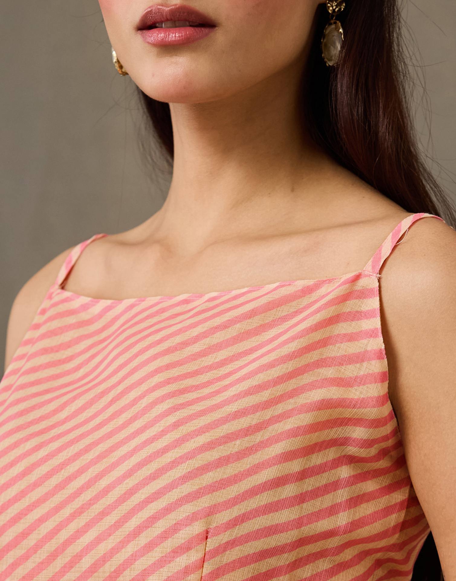 Peach Linen Printed Saree - Image 11