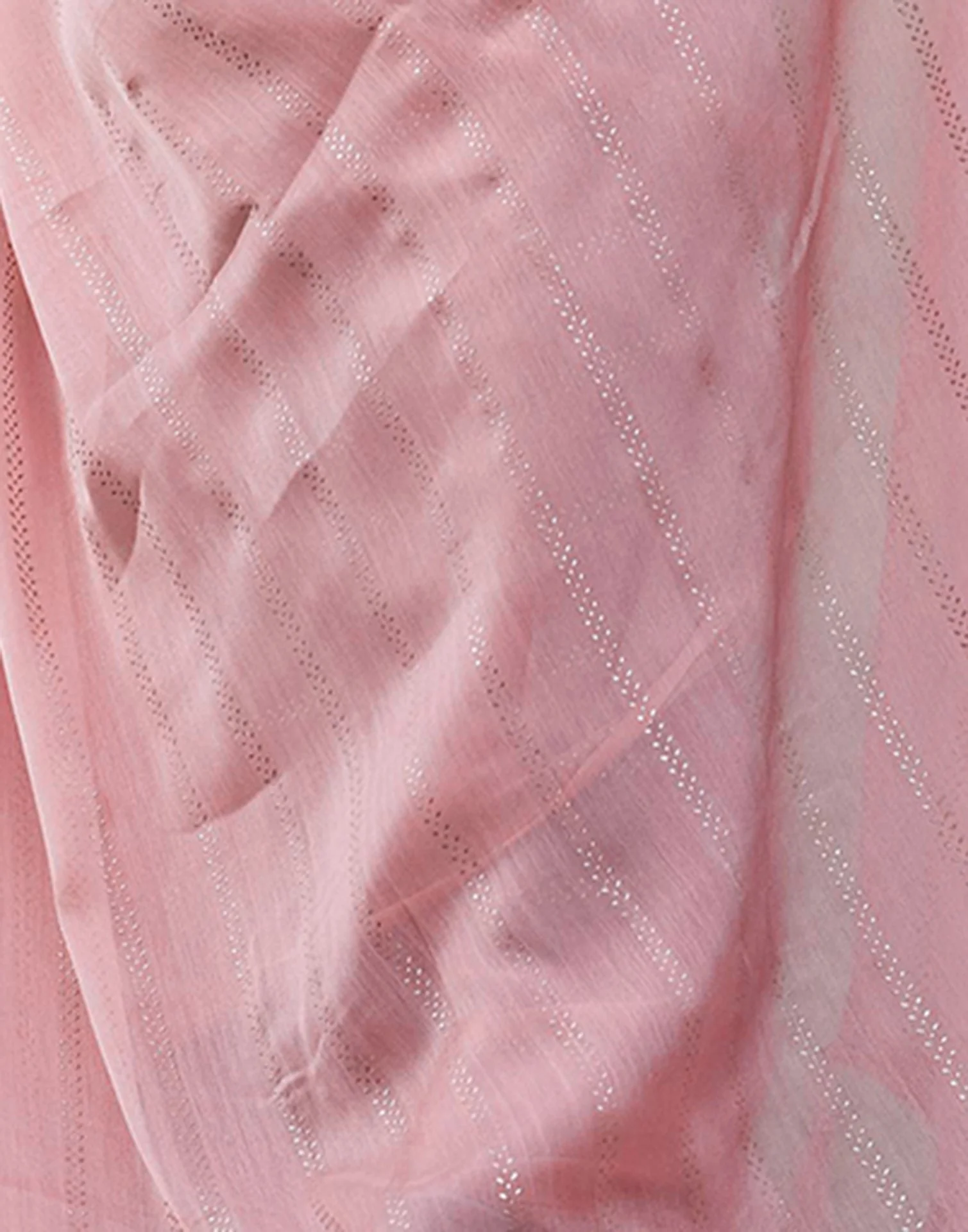 Peach Pink Georgette Foil Printed Saree - Image 7