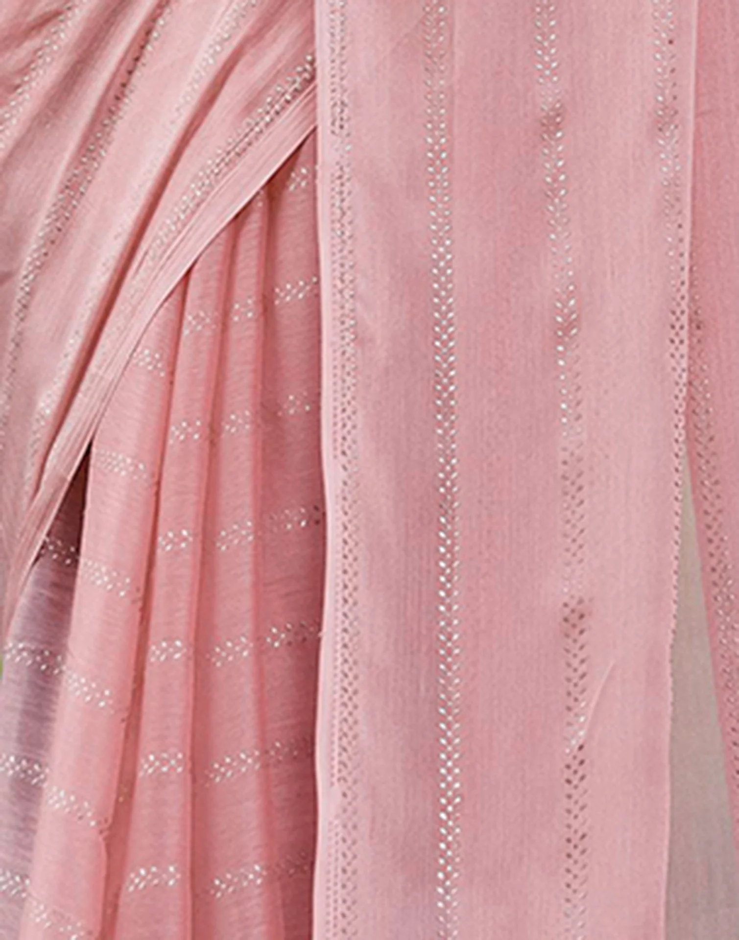 Peach Pink Georgette Foil Printed Saree - Image 8
