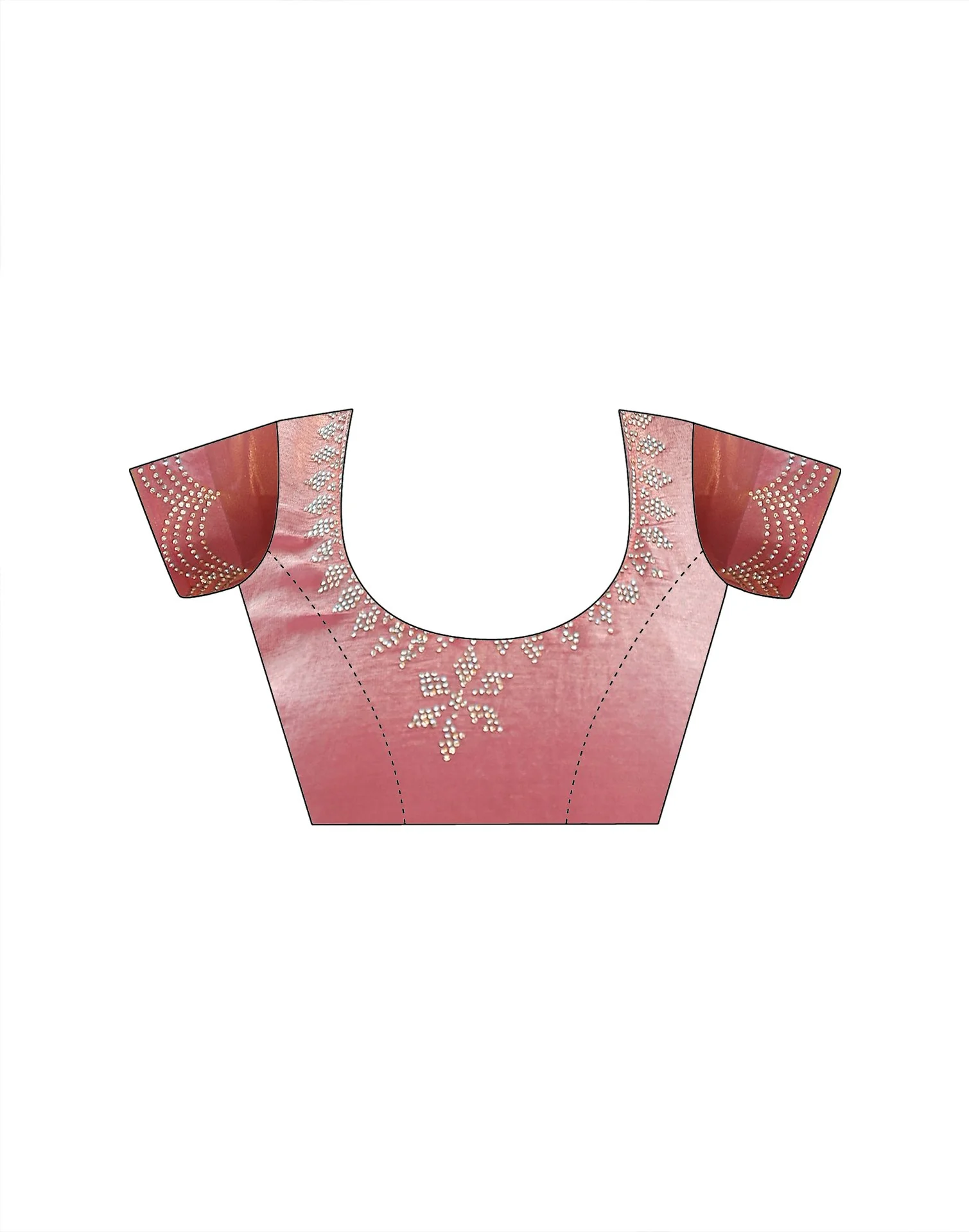 Peach Shimmer Chiffon Stone Work Swarovski saree - Image 12