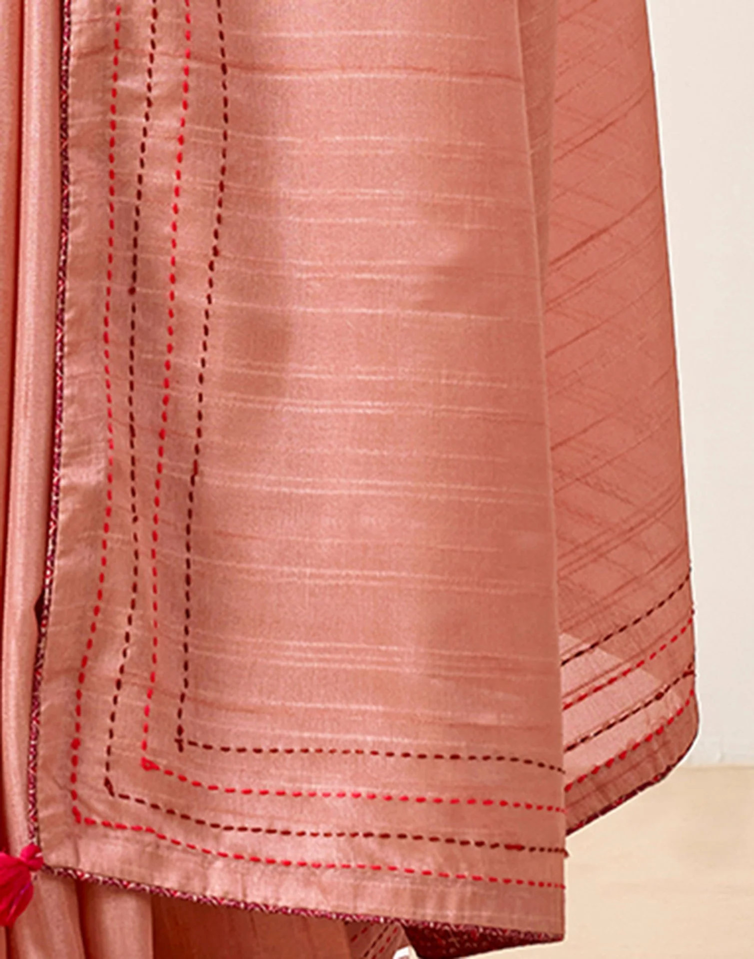 Peach Silk Embroidery Saree - Image 6