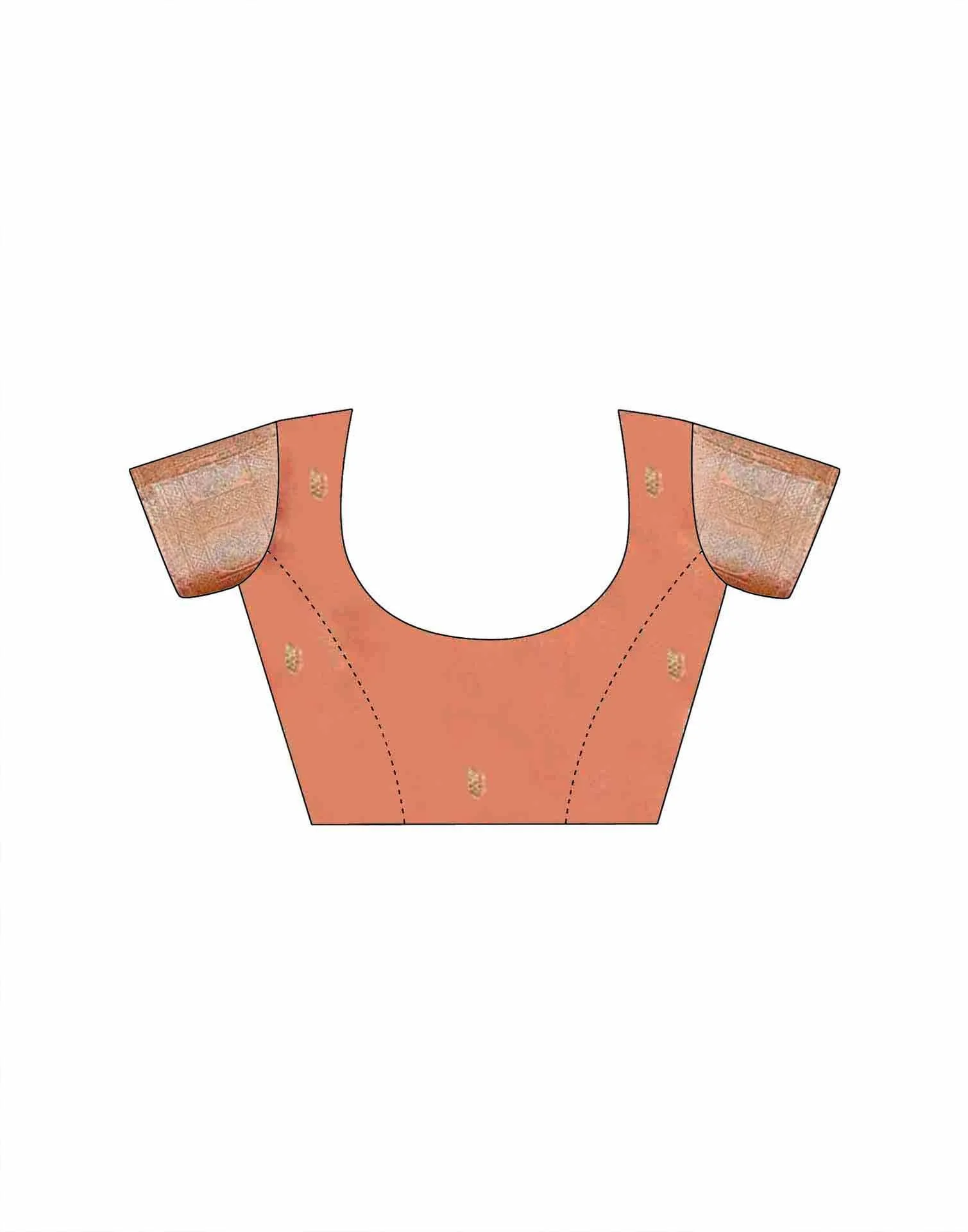 Peach Silk Woven Banarasi Saree - Image 8