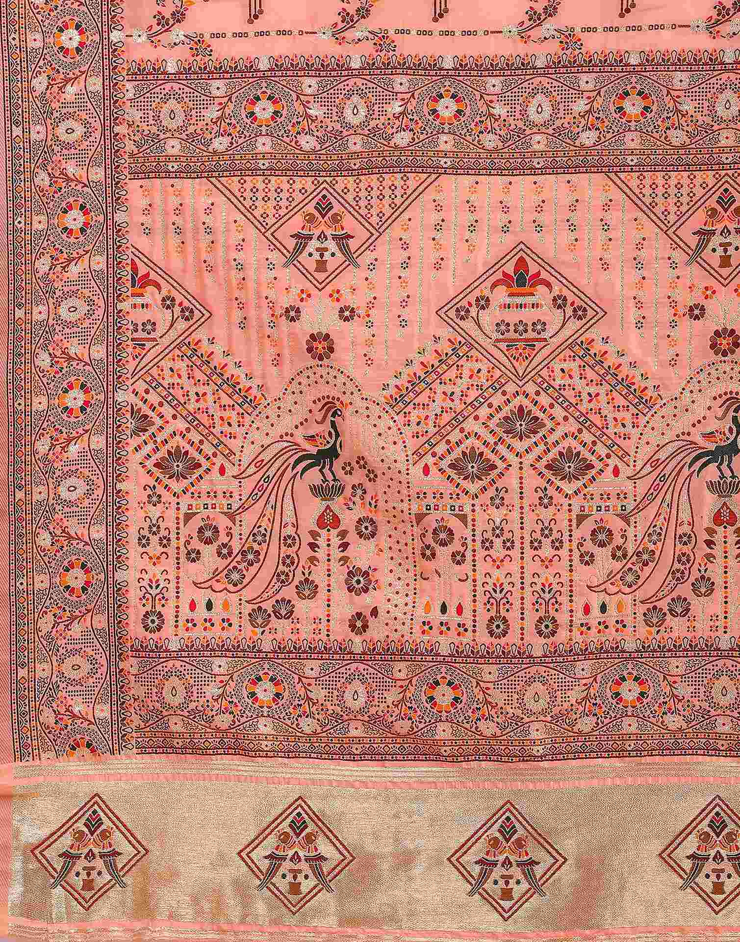 Peach Silk Woven Saree - Image 10