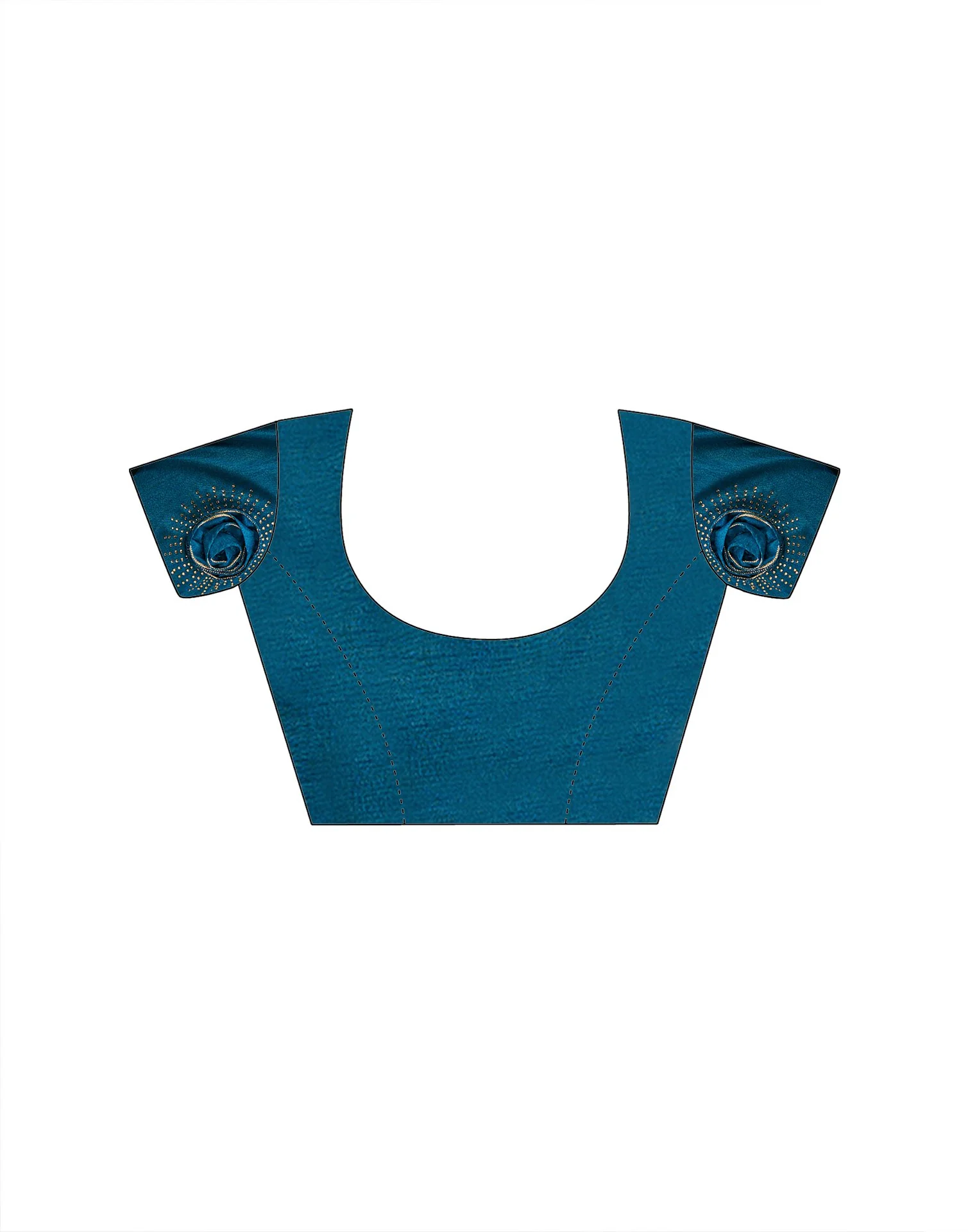 Peacock Blue Chiffon Woven Border Saree - Image 8