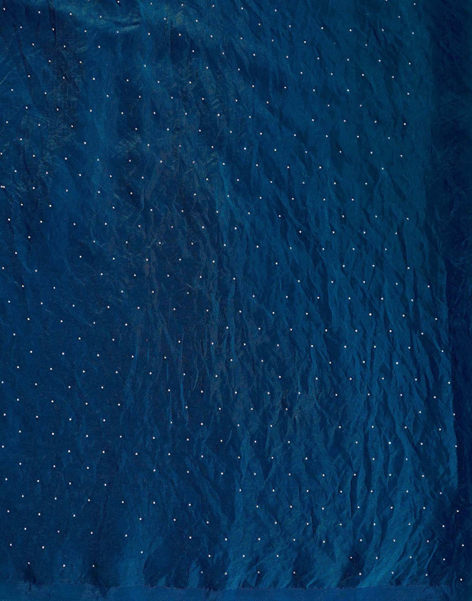 Peacock Blue Shimmer Stone Work Swarovski Saree - Image 7
