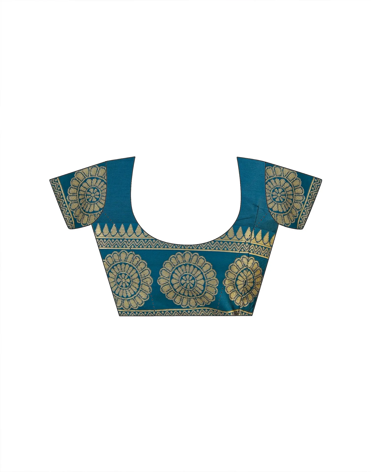 Peacock Blue Silk Woven Banarasi Saree - Image 12