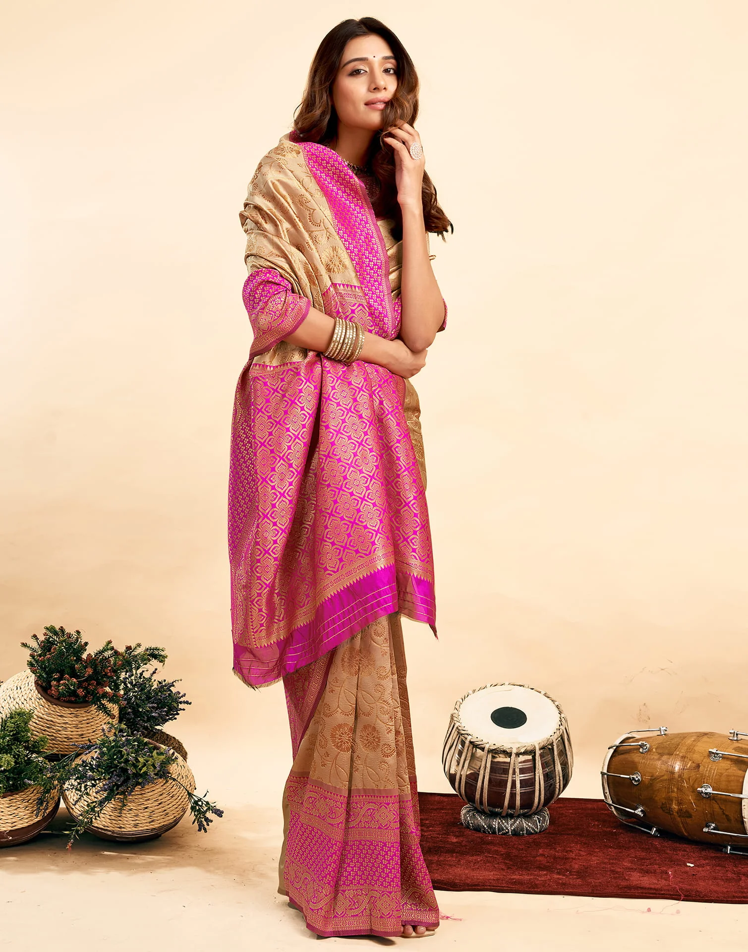 Peanut Brown Silk Woven Banarasi Saree - Image 6