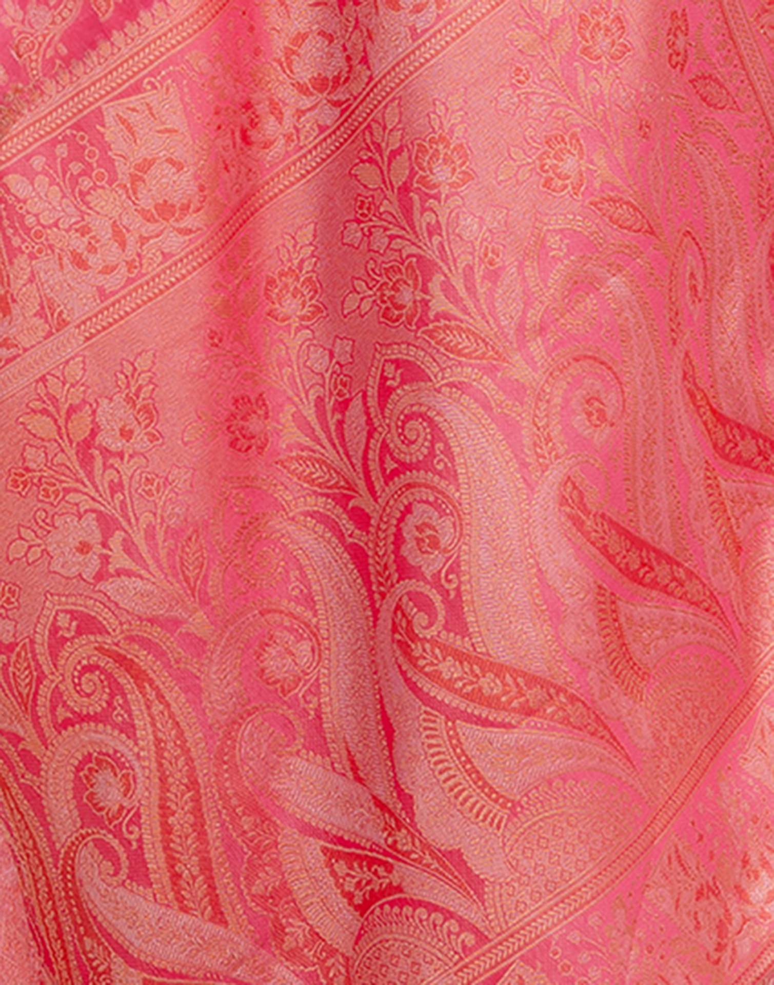 Pink Chanderi Woven Banarasi Saree - Image 13