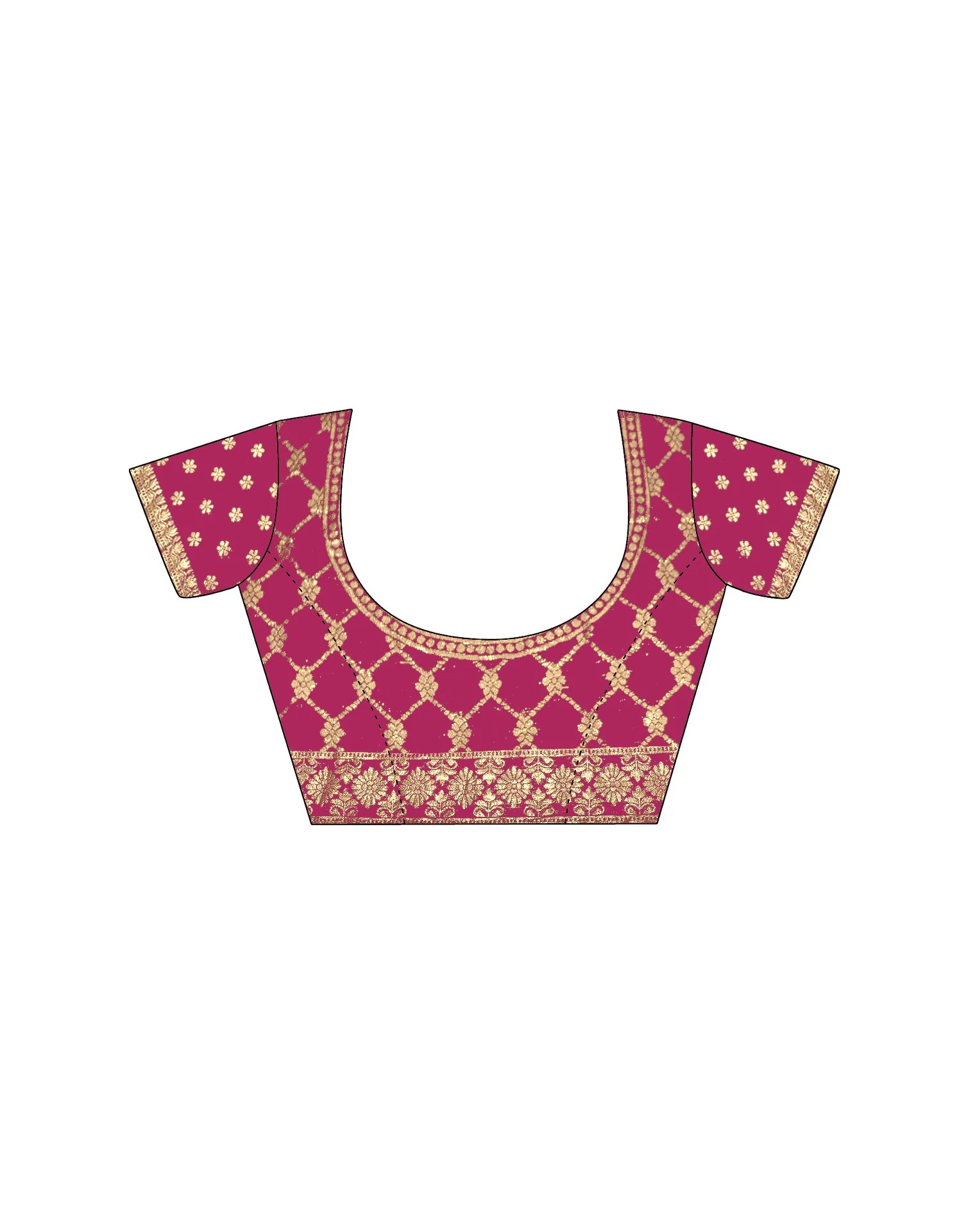 Pink Chiffon Lace Saree - Image 8