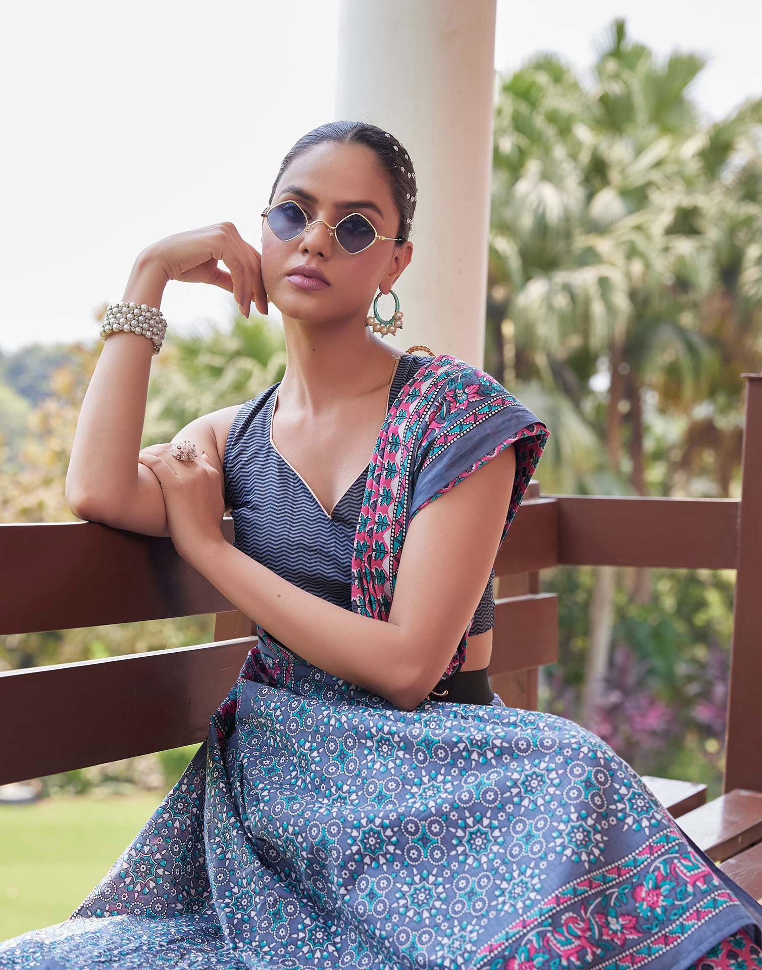 Pink Cotton Printed Saree - Image 2