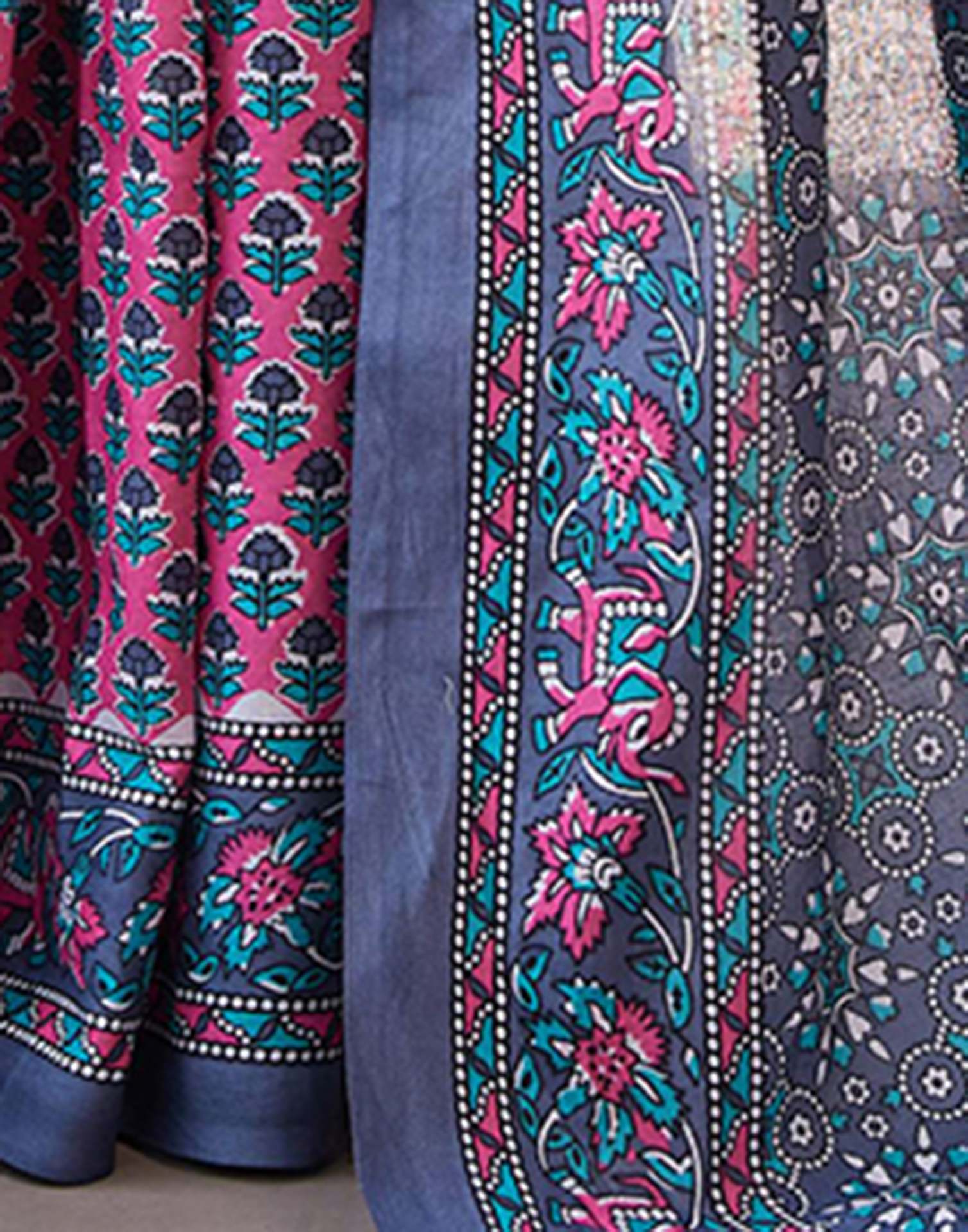 Pink Cotton Printed Saree - Image 8