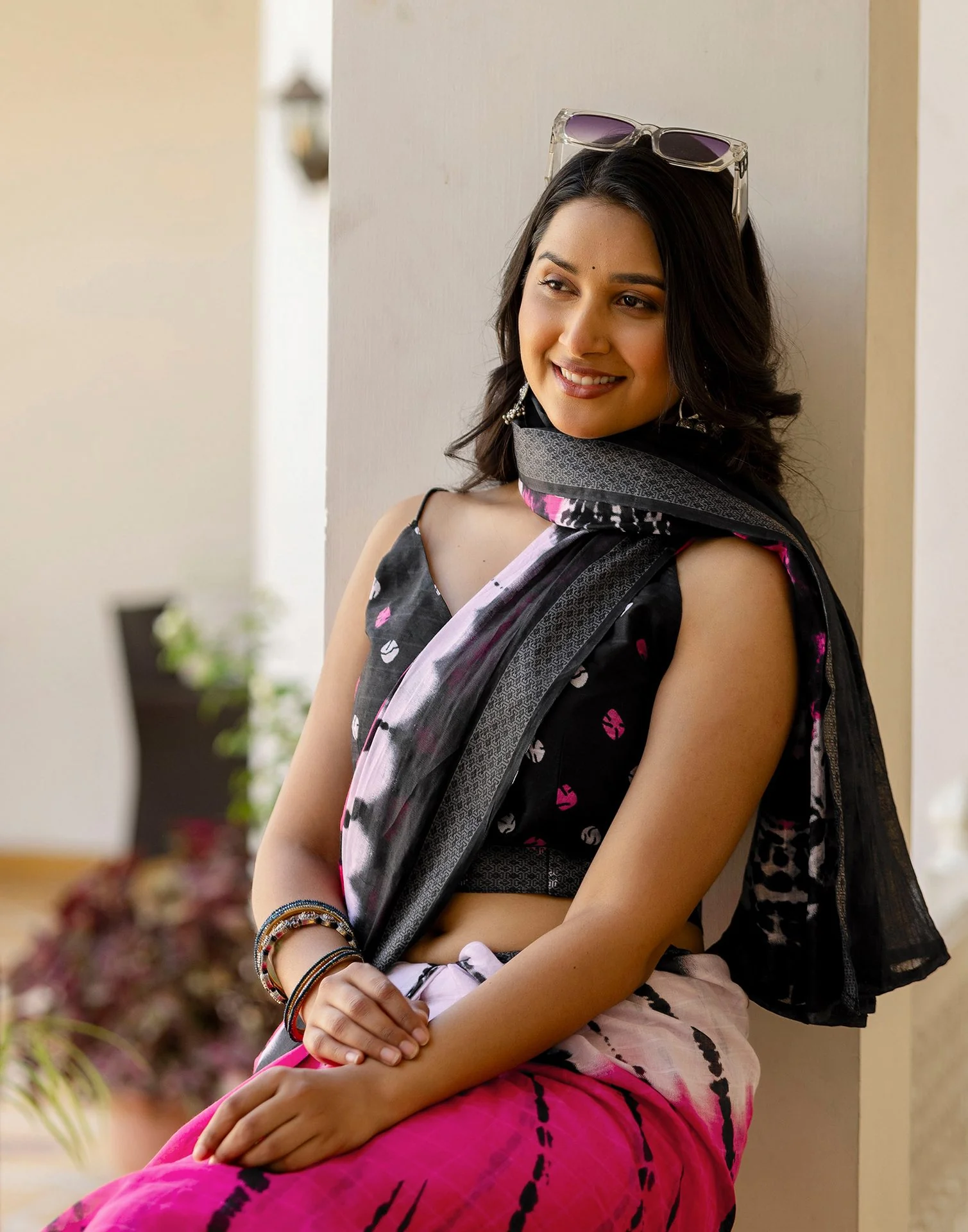 Pink Cotton Printed Woven Border Saree - Image 10