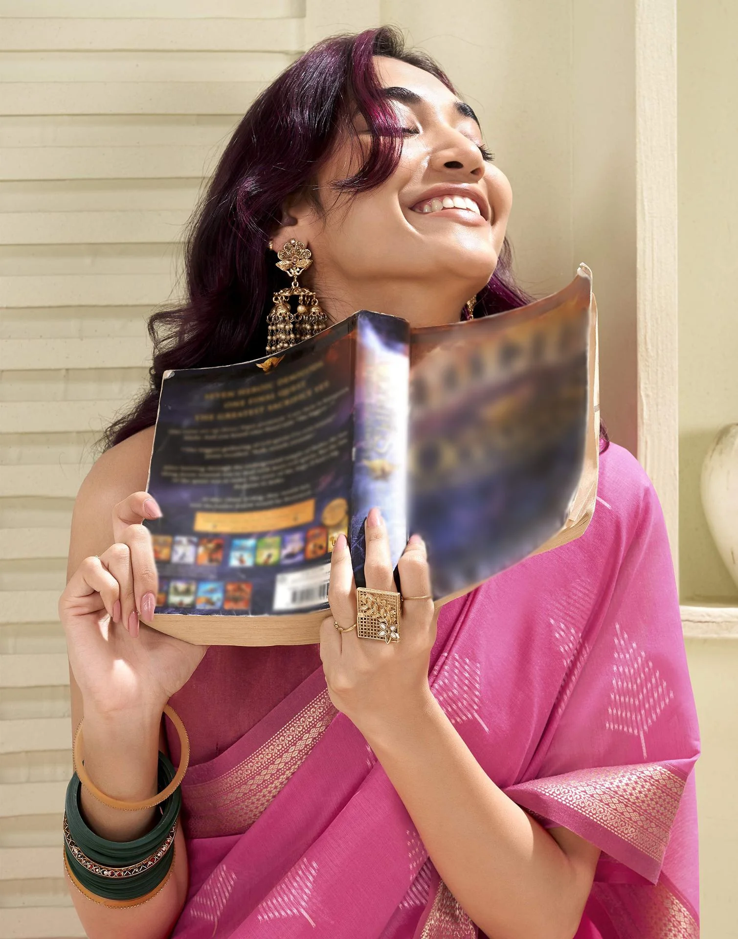 Pink Cotton Woven Saree - Image 4