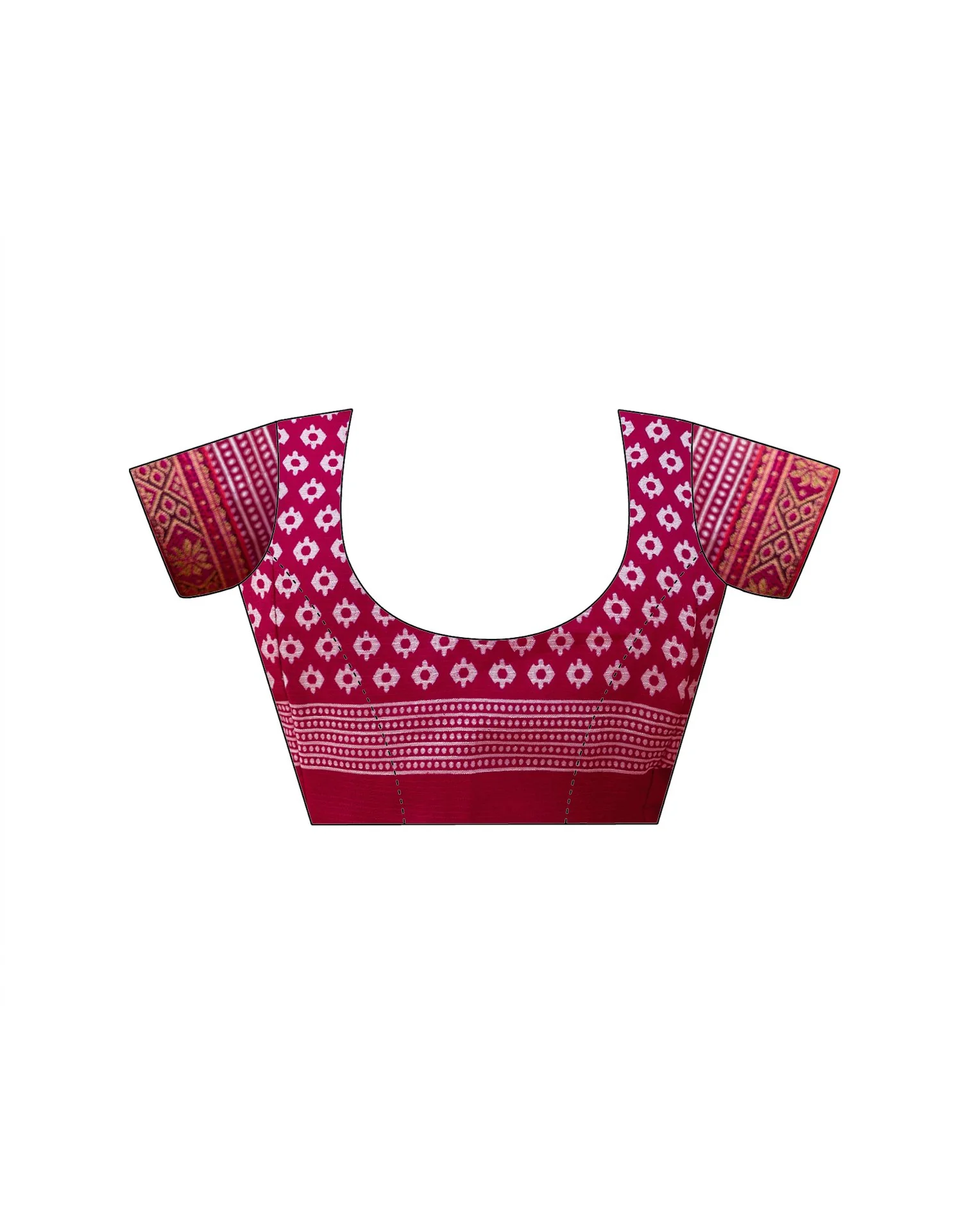 Pink Georgette Printed Lace Saree - Image 14