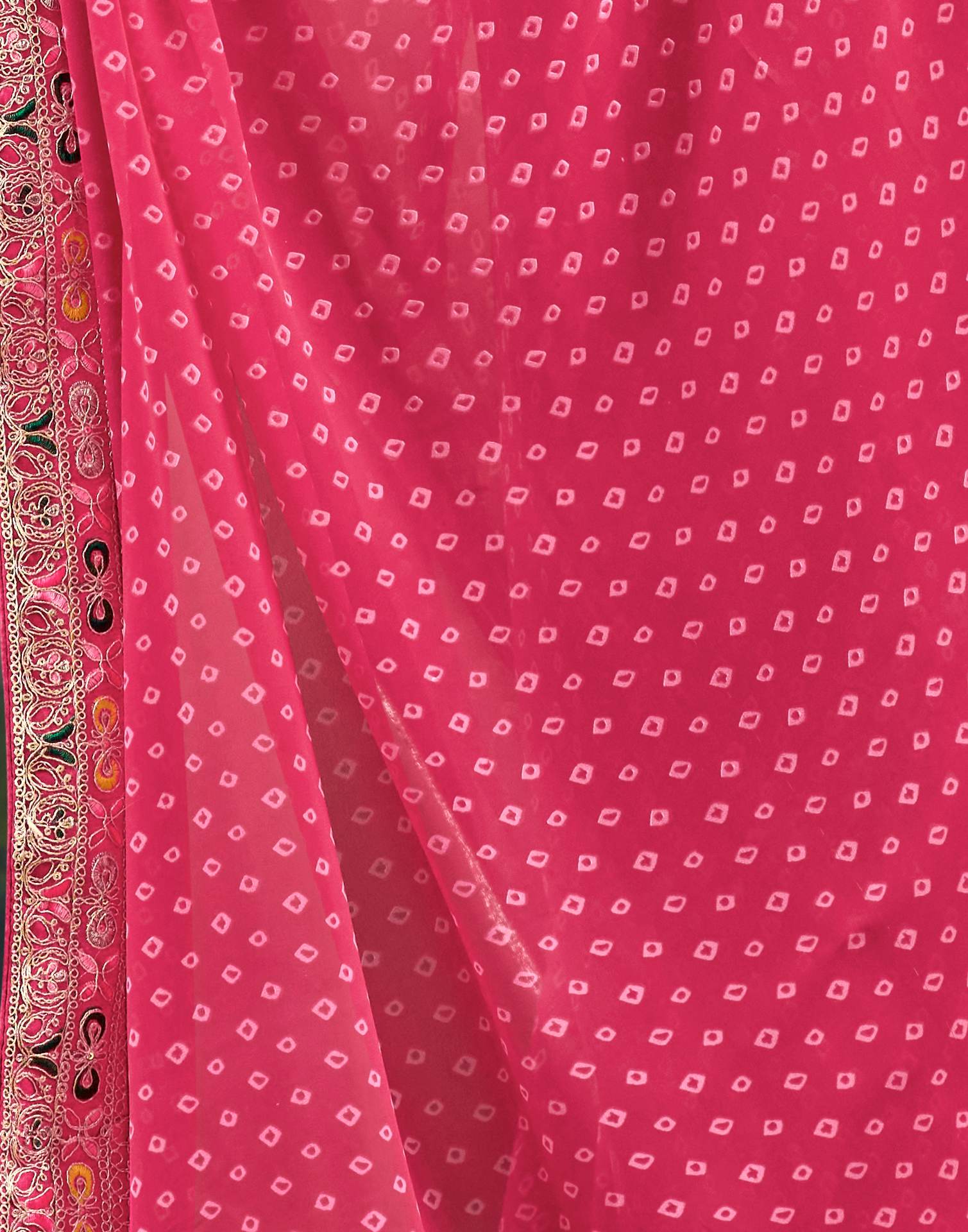 Pink Georgette Sequence Bandhani Saree - Image 7