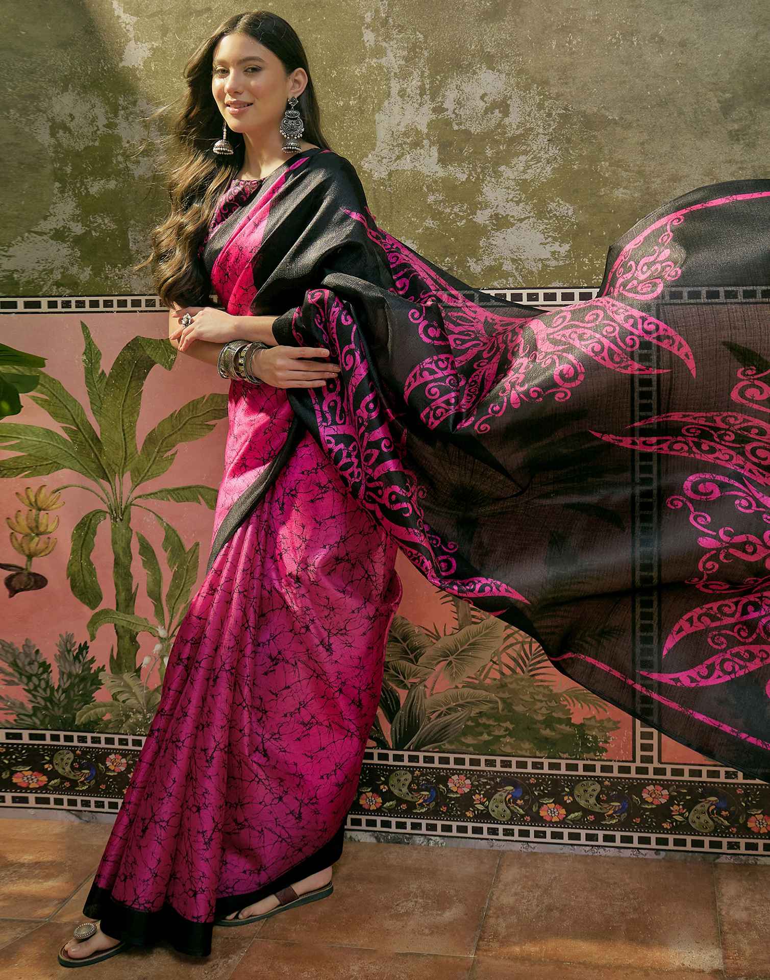 Pink Khadi Printed Saree - Image 6