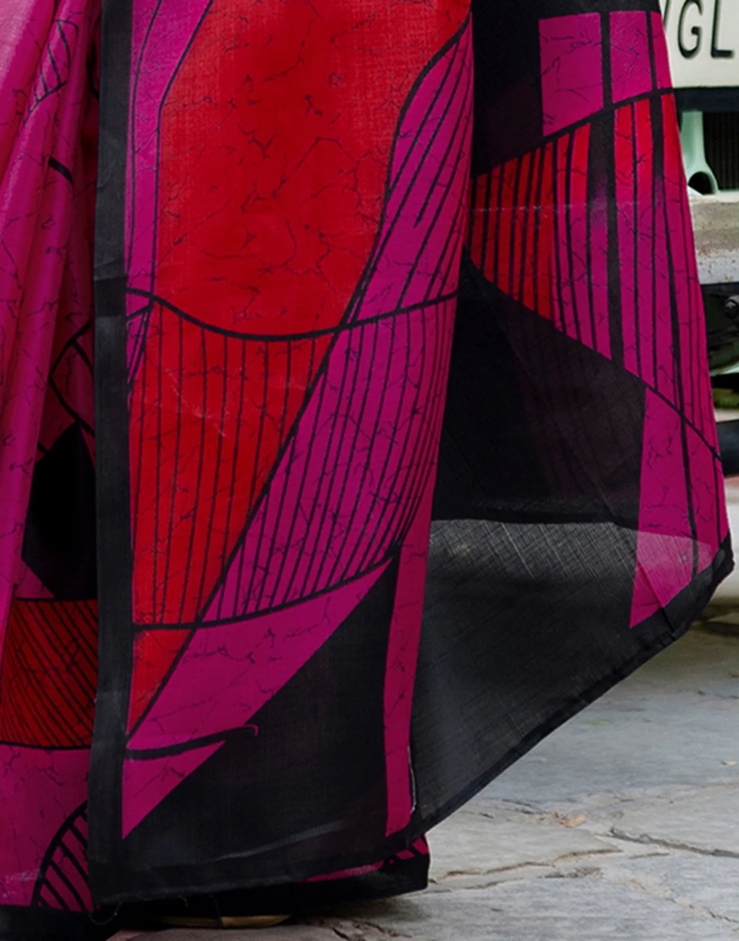 Pink Khadi Printed Saree - Image 9