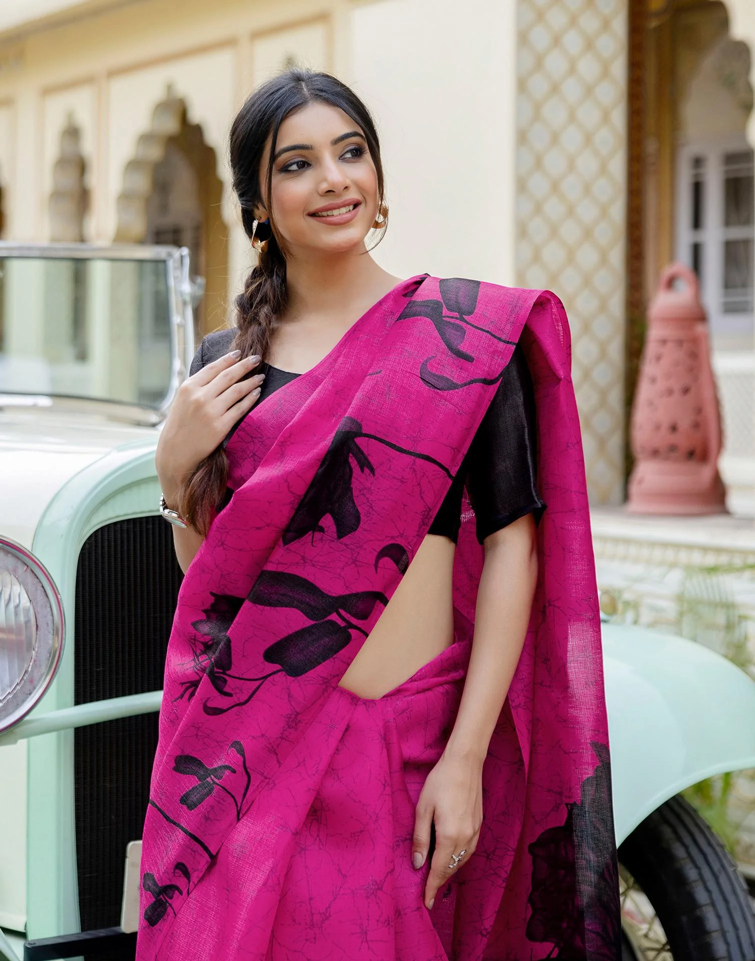 Pink Khadi Printed Saree - Image 10