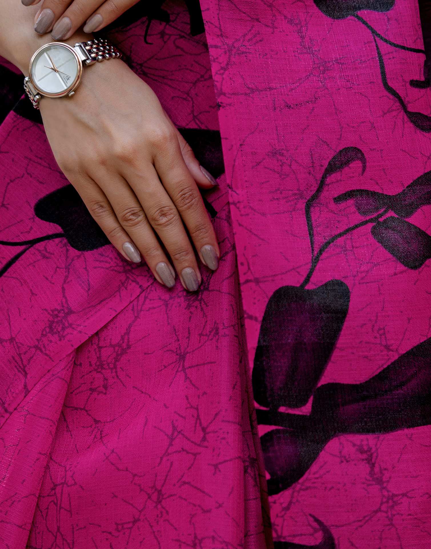 Pink Khadi Printed Saree - Image 12