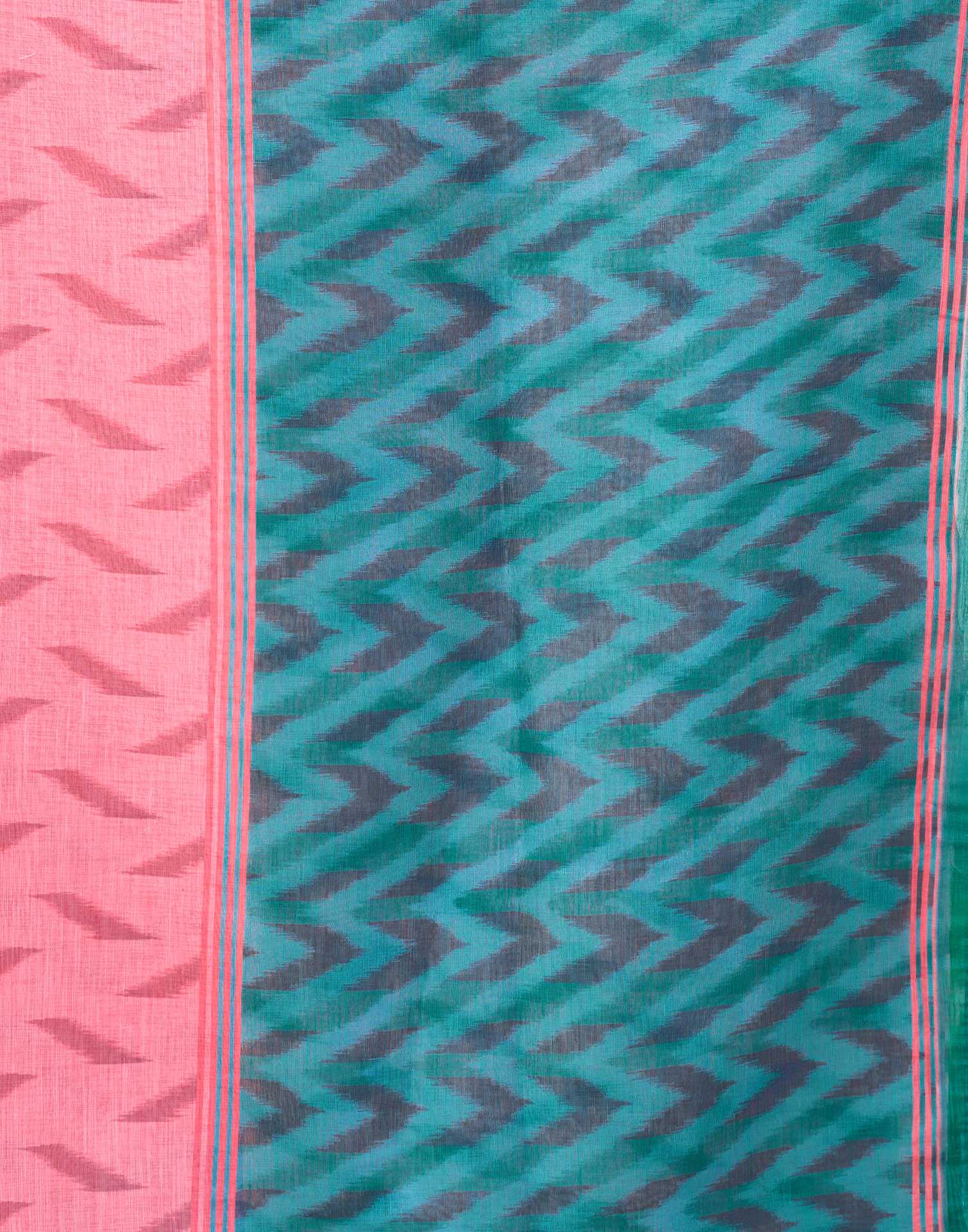 Pink Linen Ikkat Printed Saree - Image 7