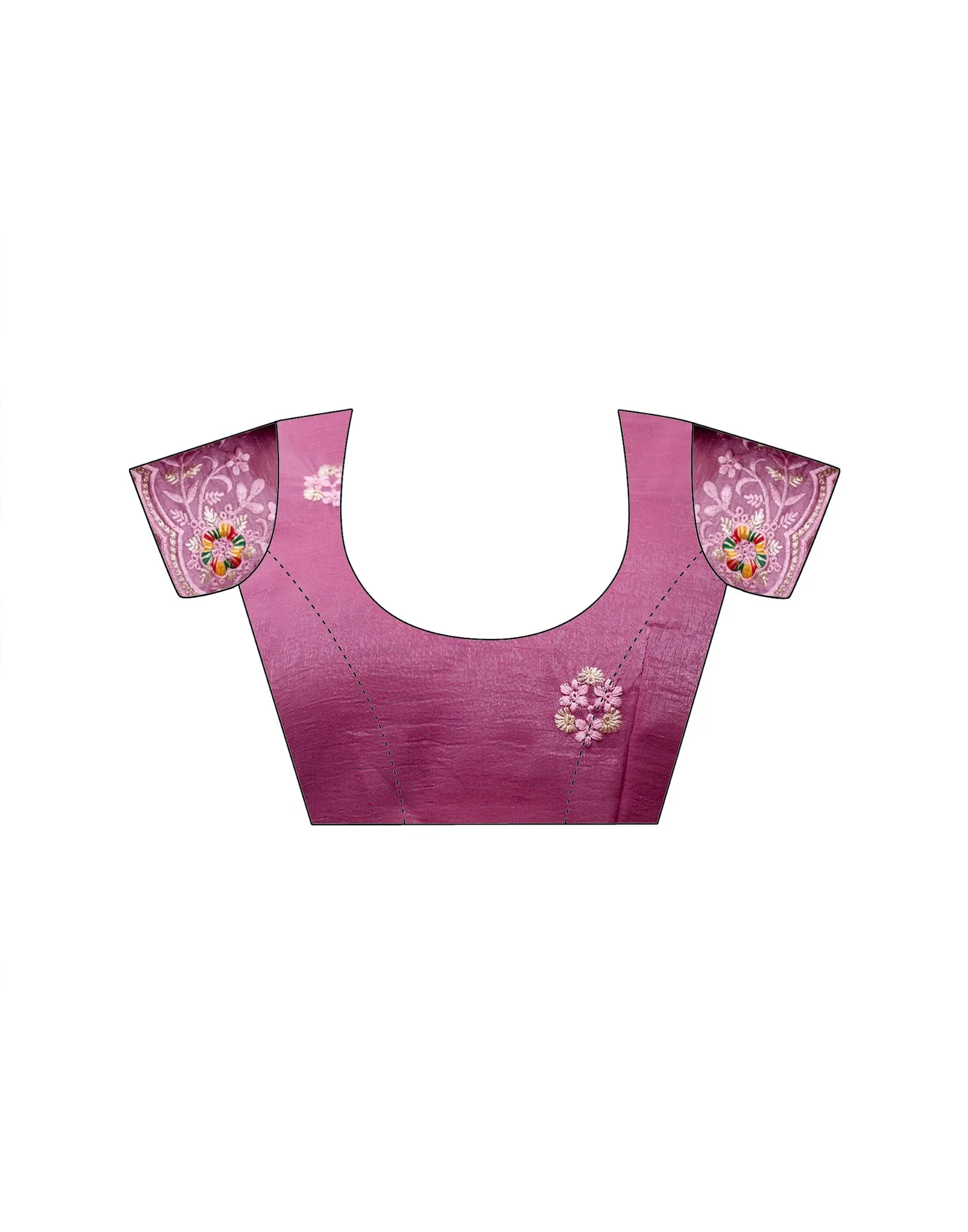 Pink Shimmer Embroidery Saree - Image 14