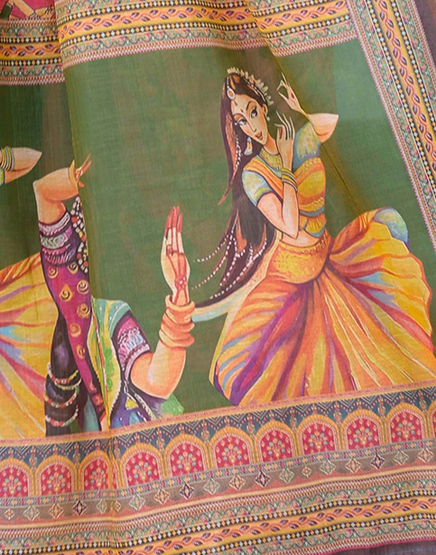 Pink Shimmer Silk Printed Saree - Image 12