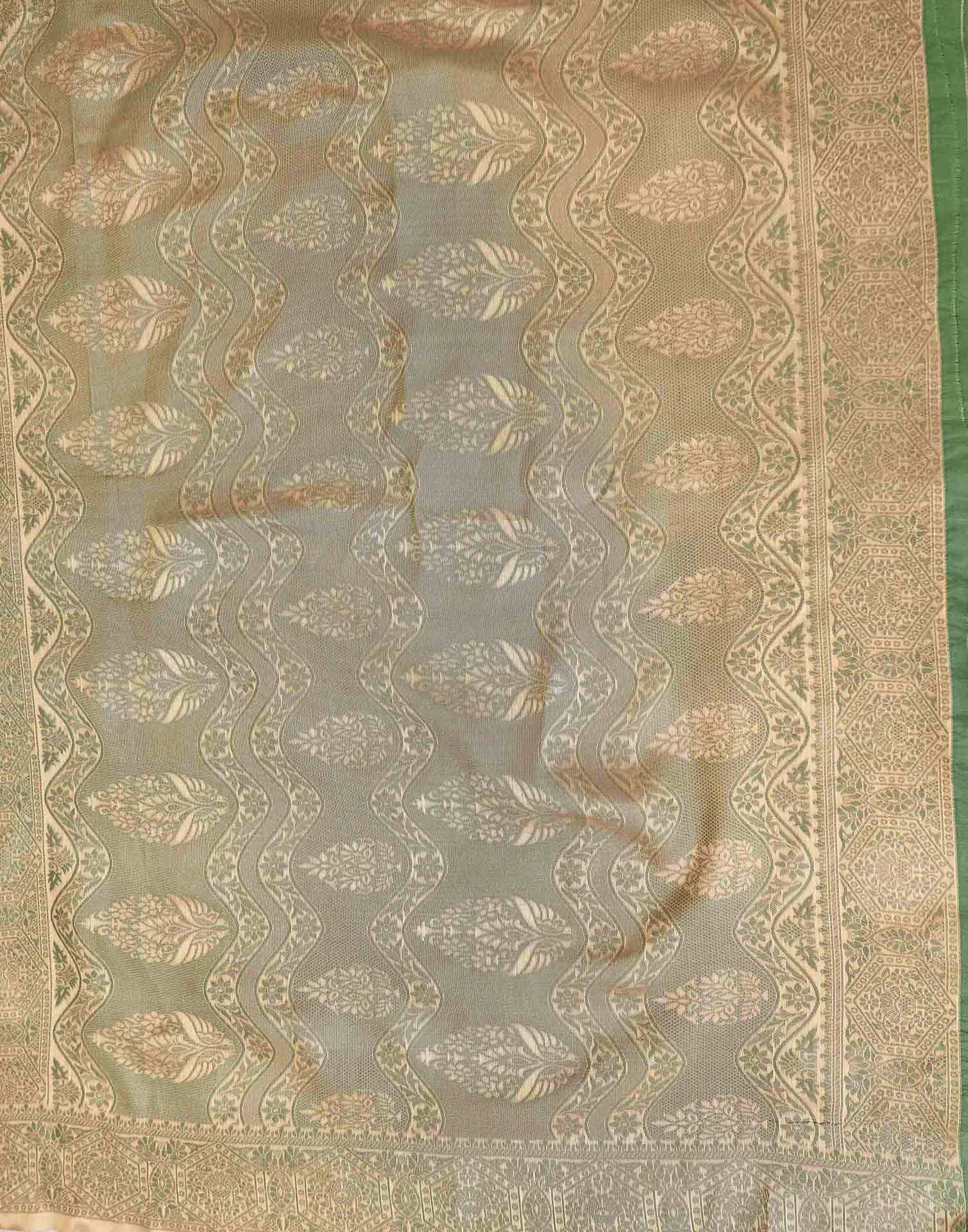 Pink Shimmer Silk Woven Banarasi Saree - Image 8