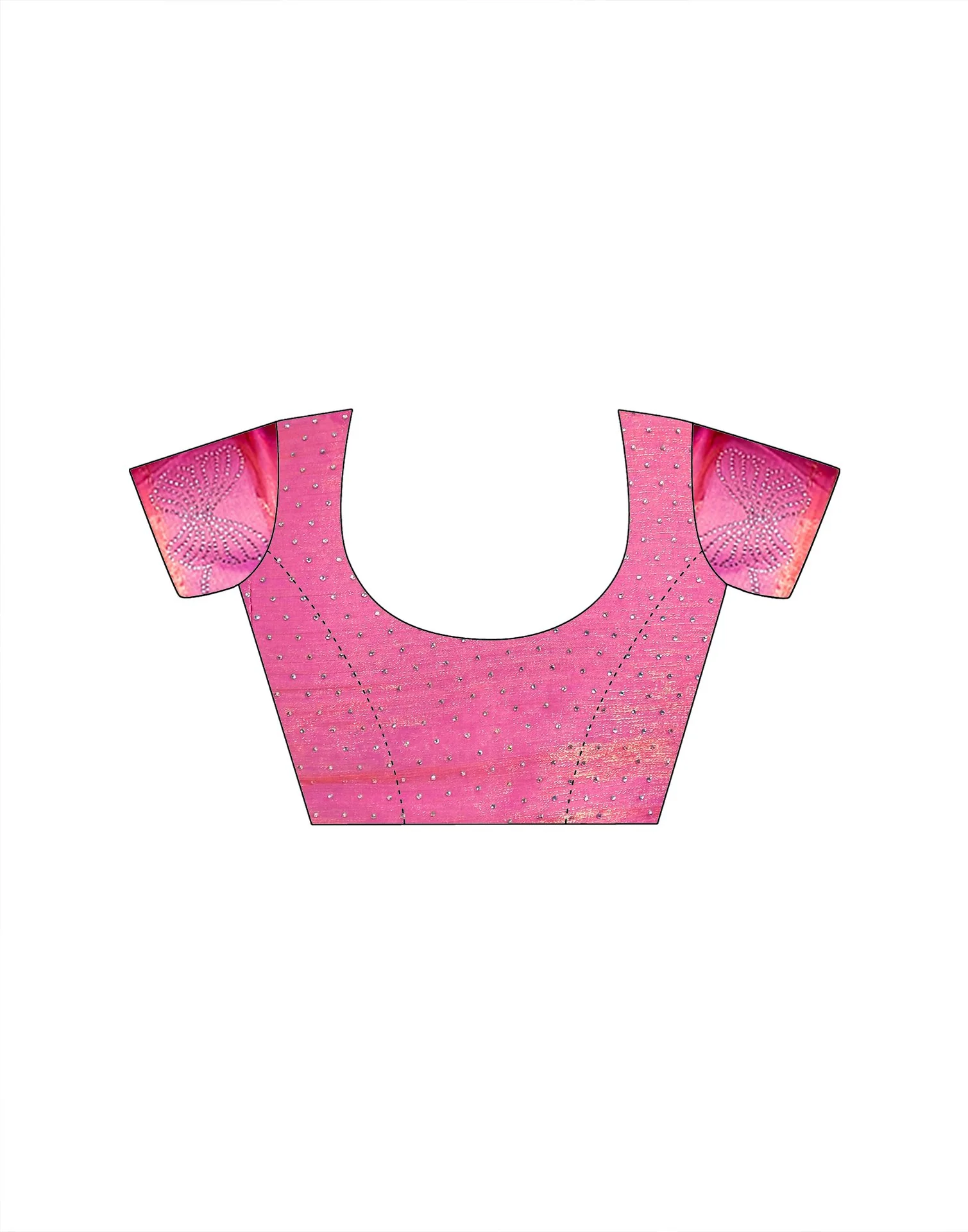 Pink Shimmer Stone Work Swarovski Saree - Image 10