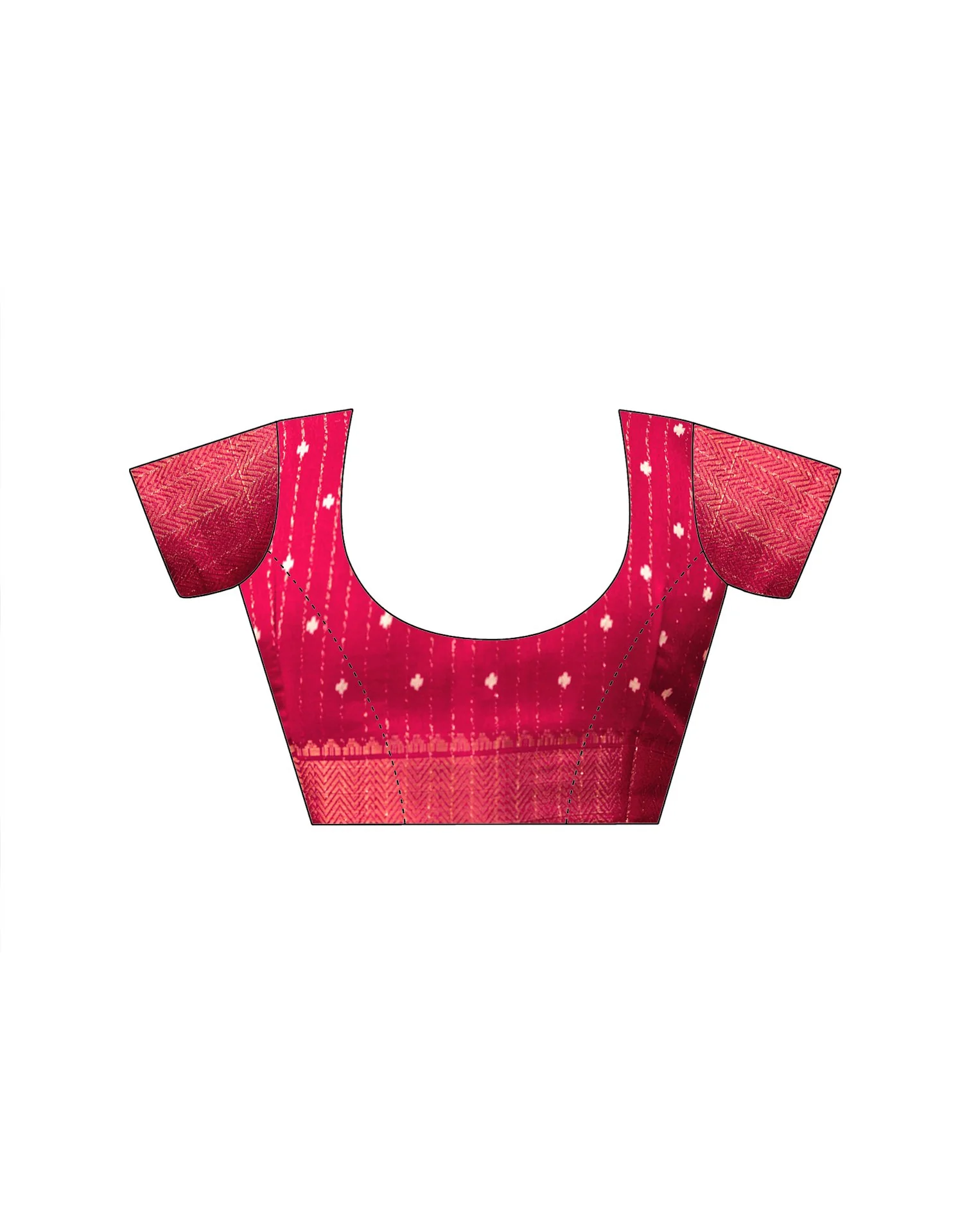 Pink Silk Printed Zari Stripe SareeĀ - Image 15
