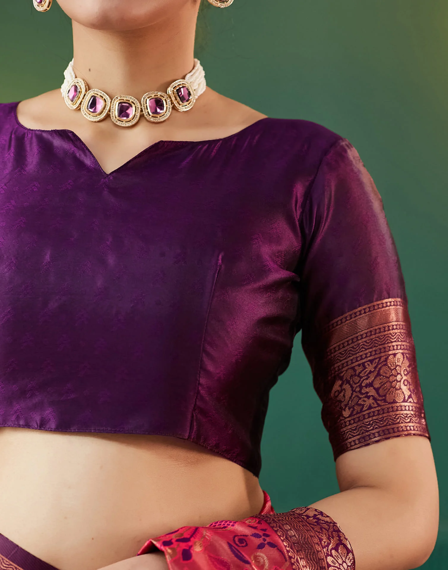 Red Silk Woven Banarasi Saree - Image 8