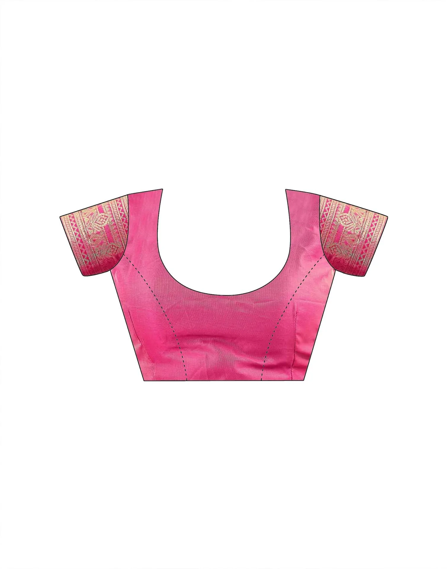 Pink Silk Woven Banarasi Saree - Image 9
