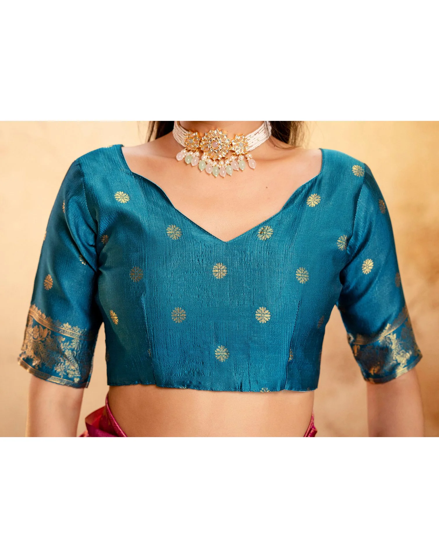 Pink Silk Woven Banarasi Saree - Image 13