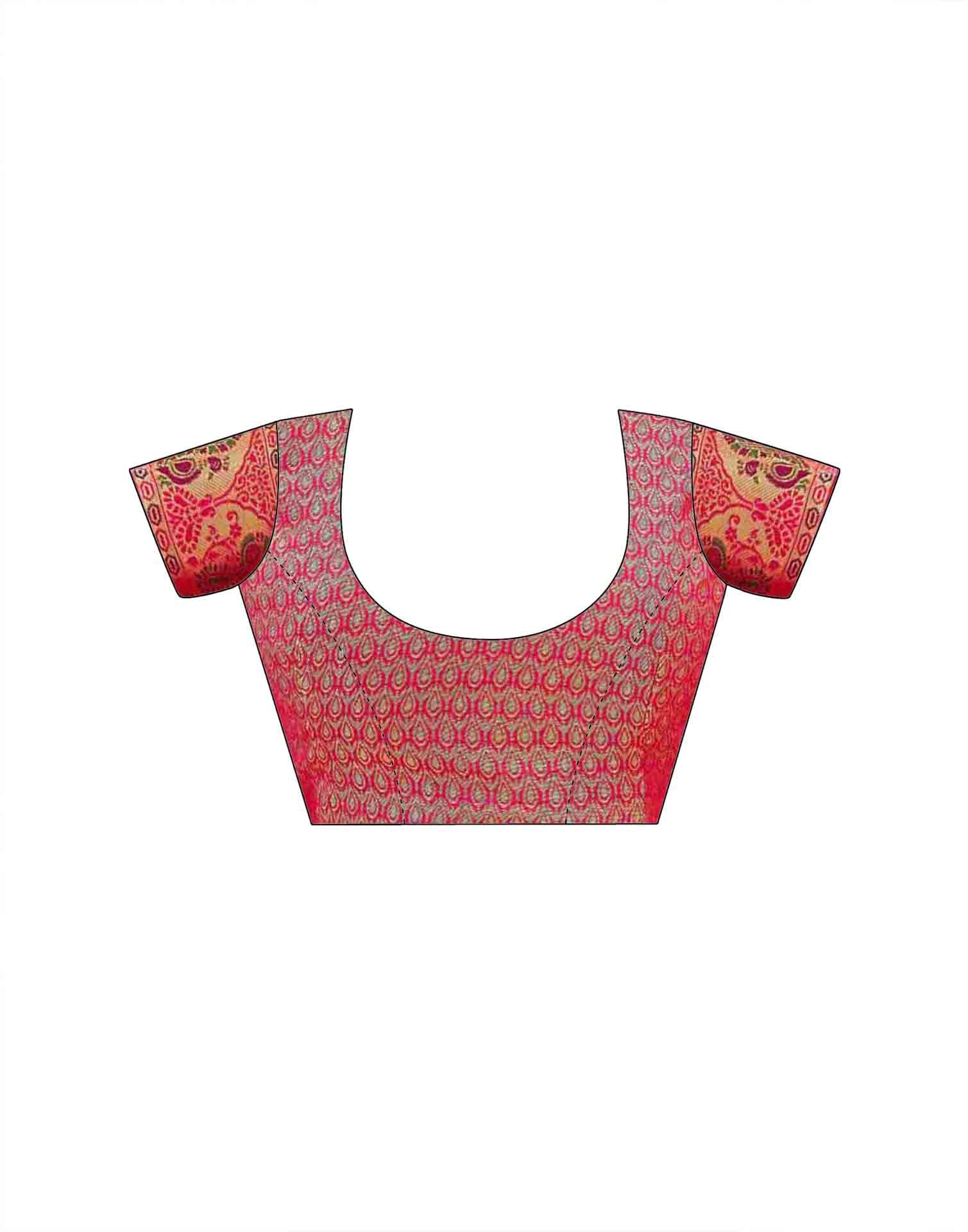 Pink Silk Woven Paithani Saree - Image 8