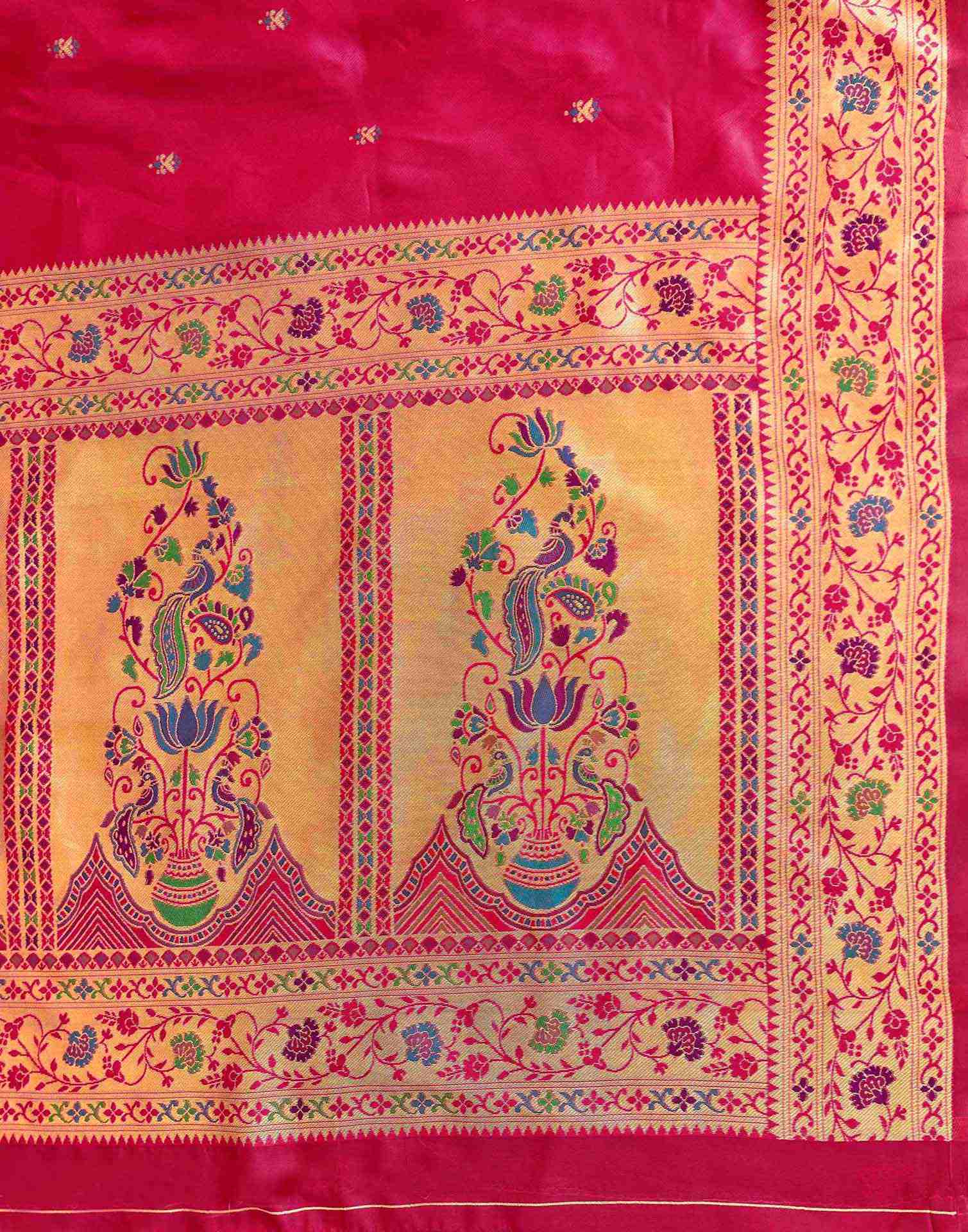 Pink Silk Woven Paithani Saree - Image 8