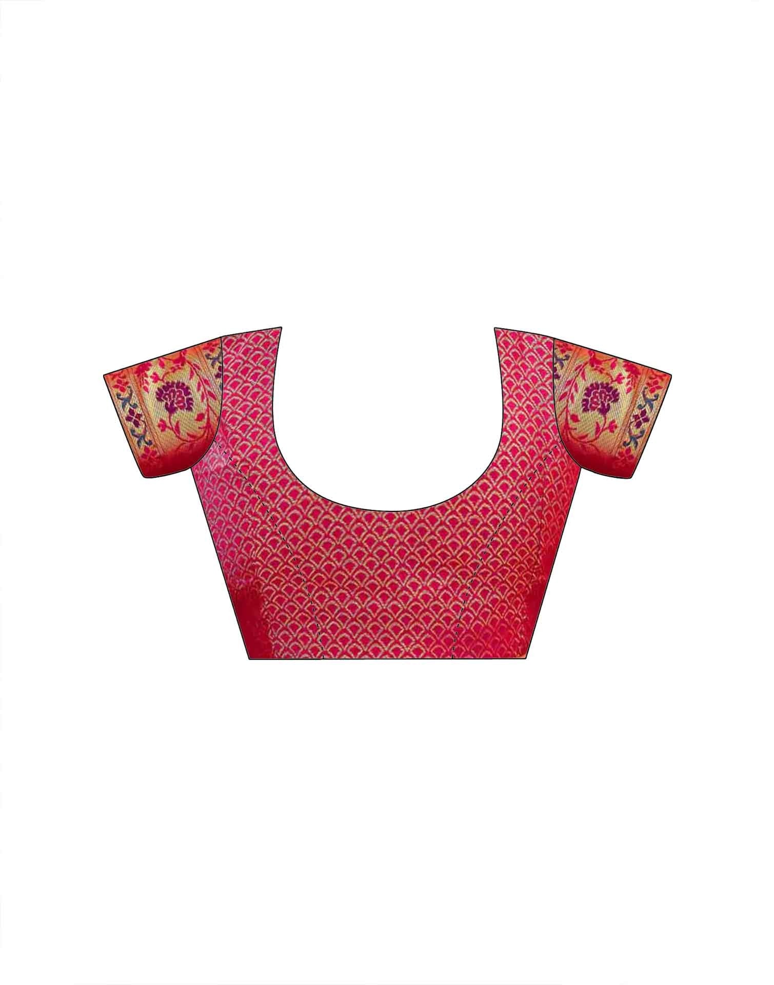 Pink Silk Woven Paithani Saree - Image 9