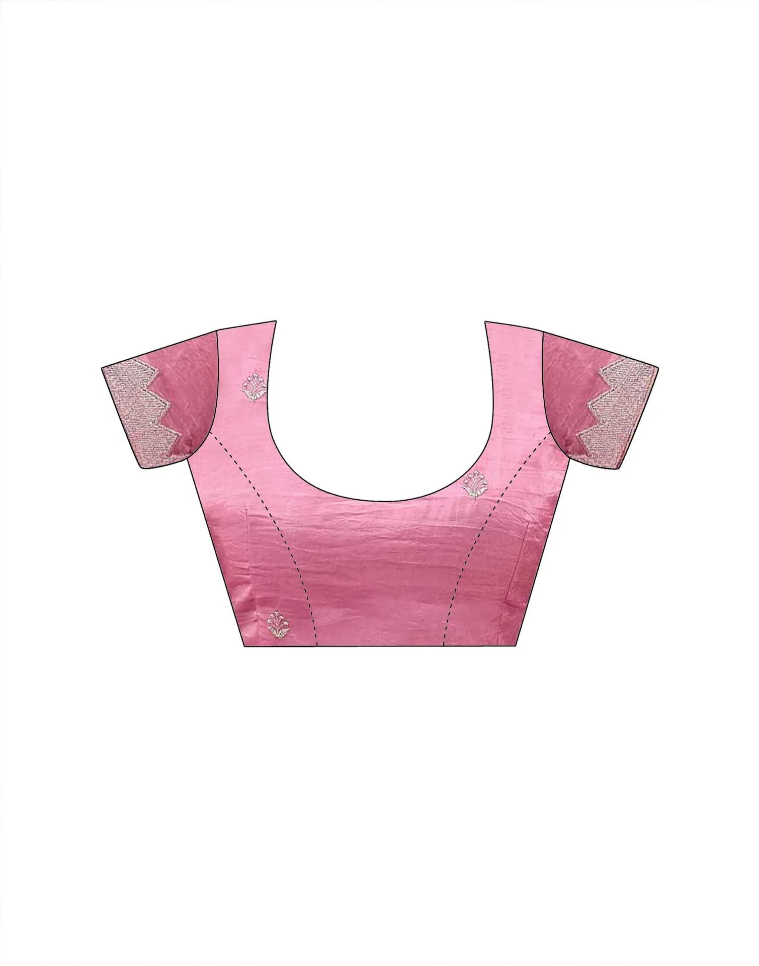 Pink Tissue Silk Embroidery Embellished Saree - Image 9