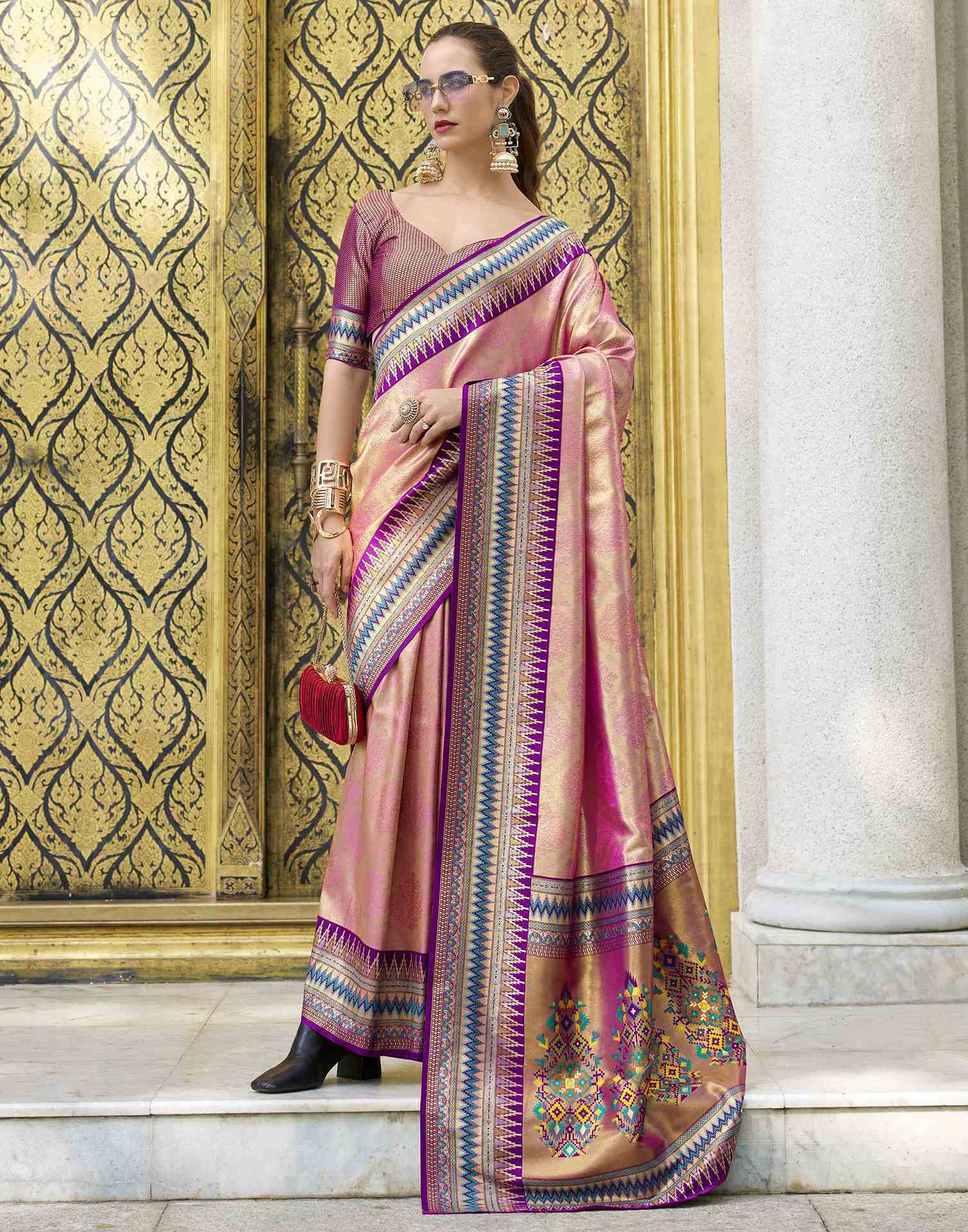 Pink Tissue Silk Woven Paithani Saree